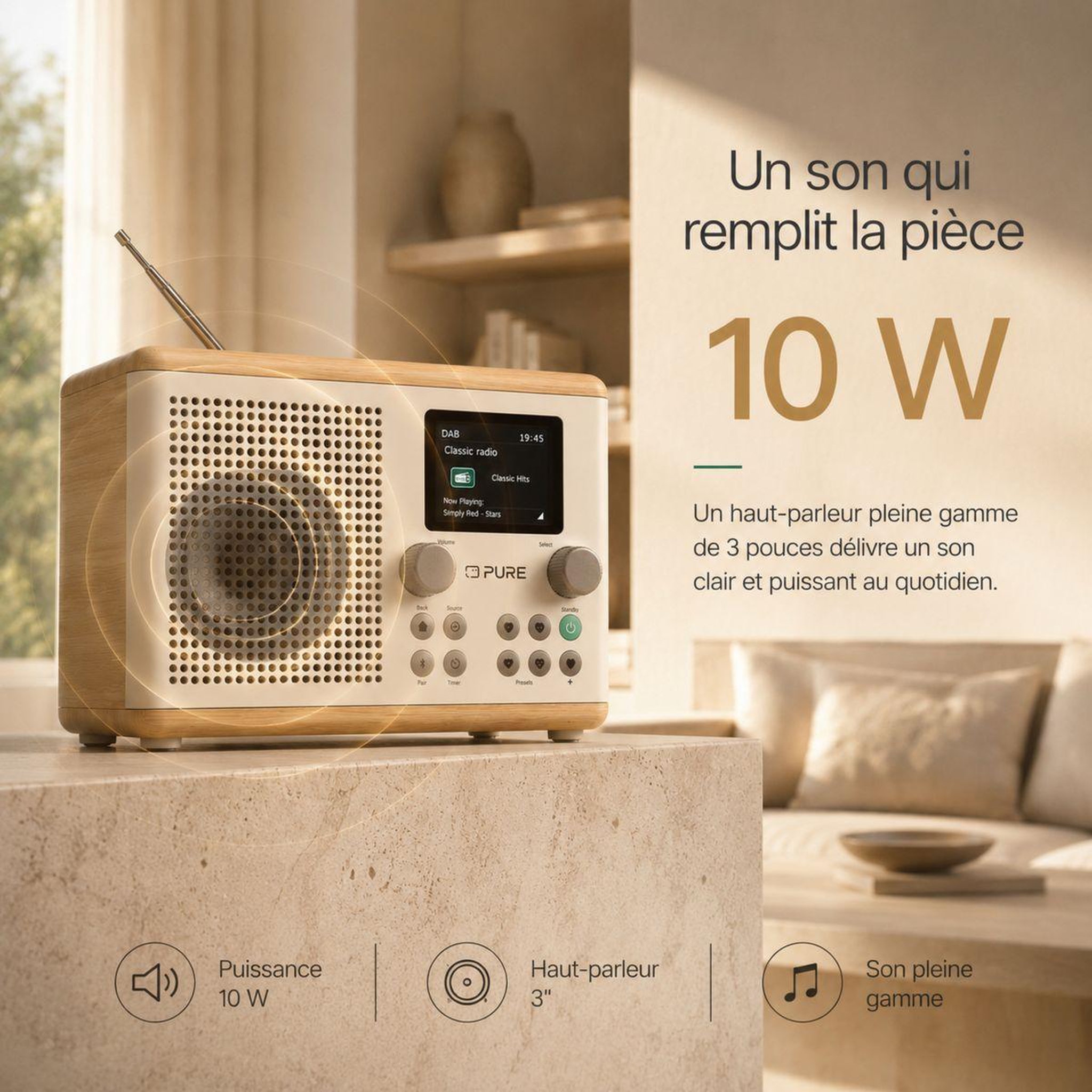 Voir la diapositive 4 : PURE Radio DAB Classic H4 Cotton White