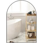 HOMCOM Miroir mural arqué 50 x 70 cm haute définition cadre alliage aluminium noir