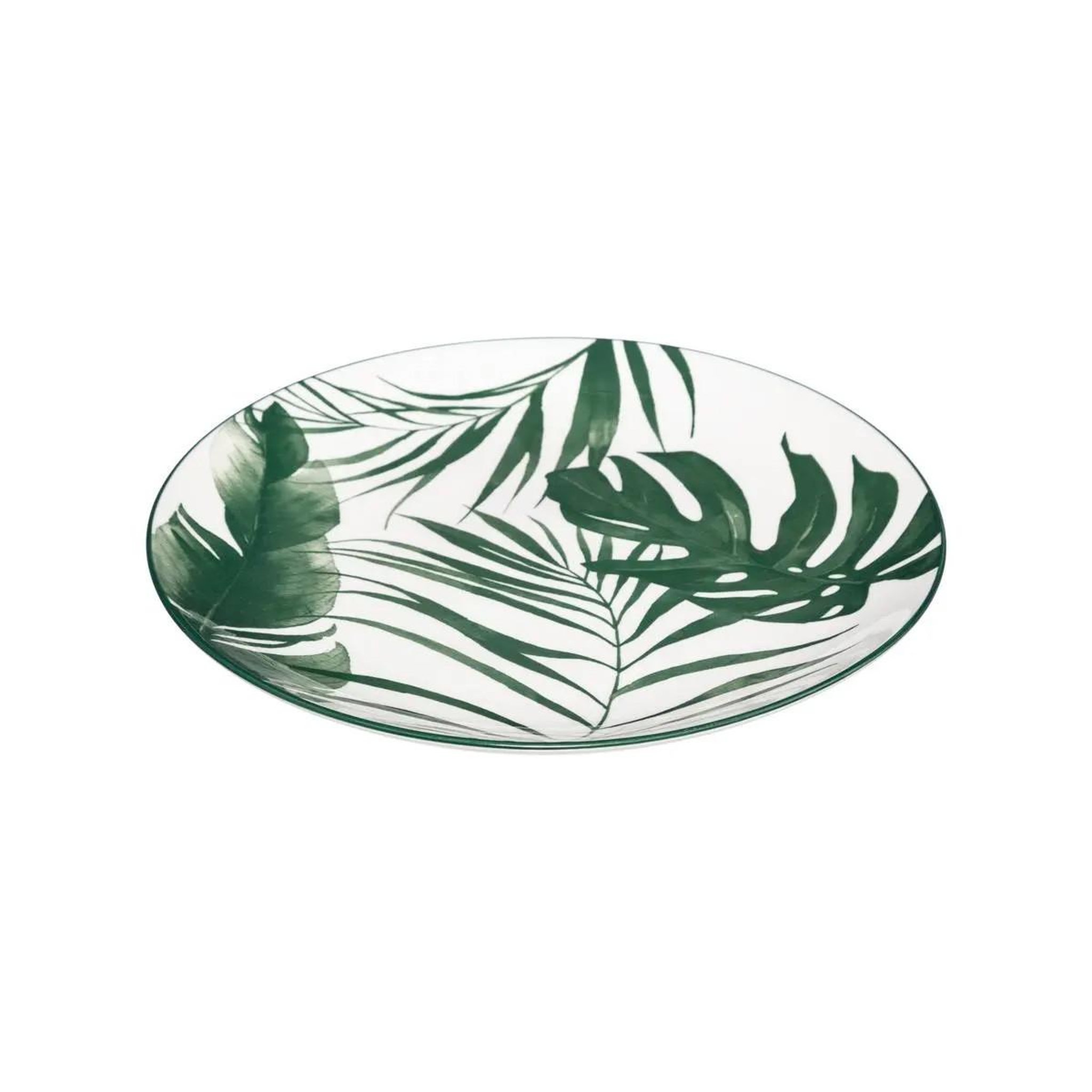 Voir la diapositive 2 : SECRET DE GOURMET Lot de 6 assiettes à dessert  palme  19cm vert