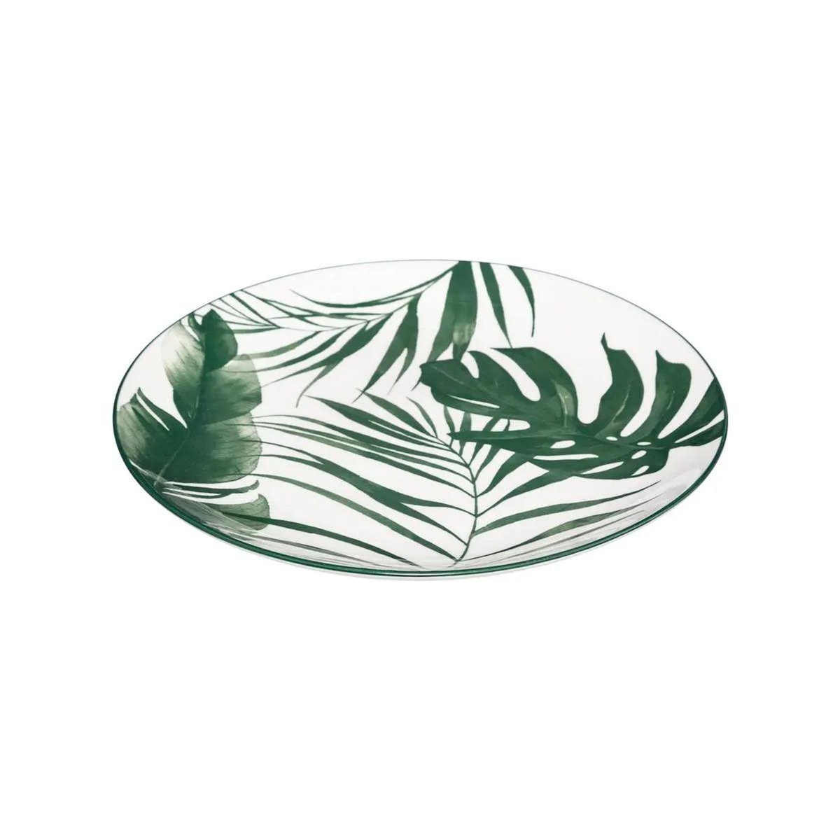 SECRET DE GOURMET Lot de 6 Assiettes à Dessert  Palme  19cm Vert