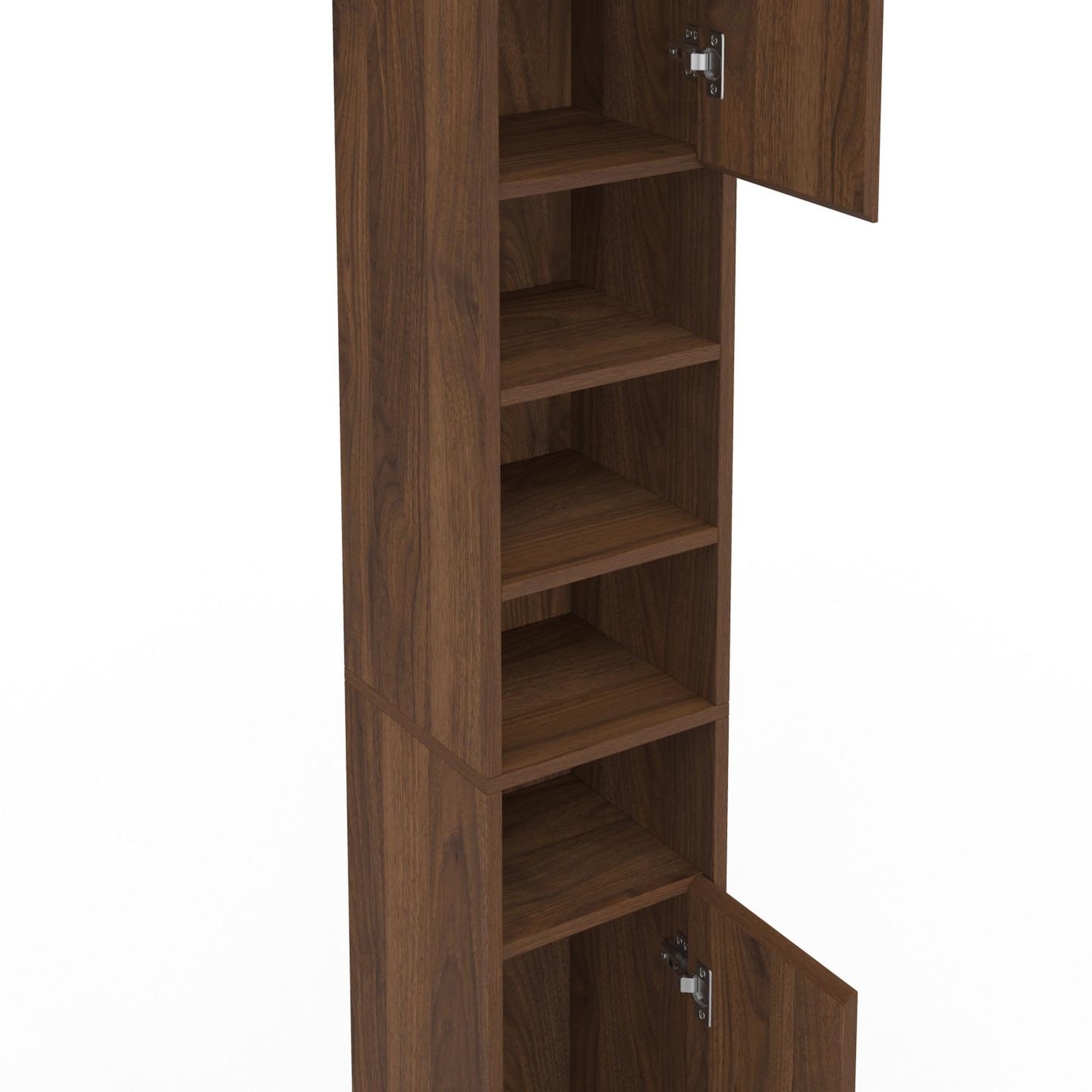 Voir la diapositive 6 : ID MARKET Meuble colonne salle de bain tomi 2 portes 4 niches effet noyer