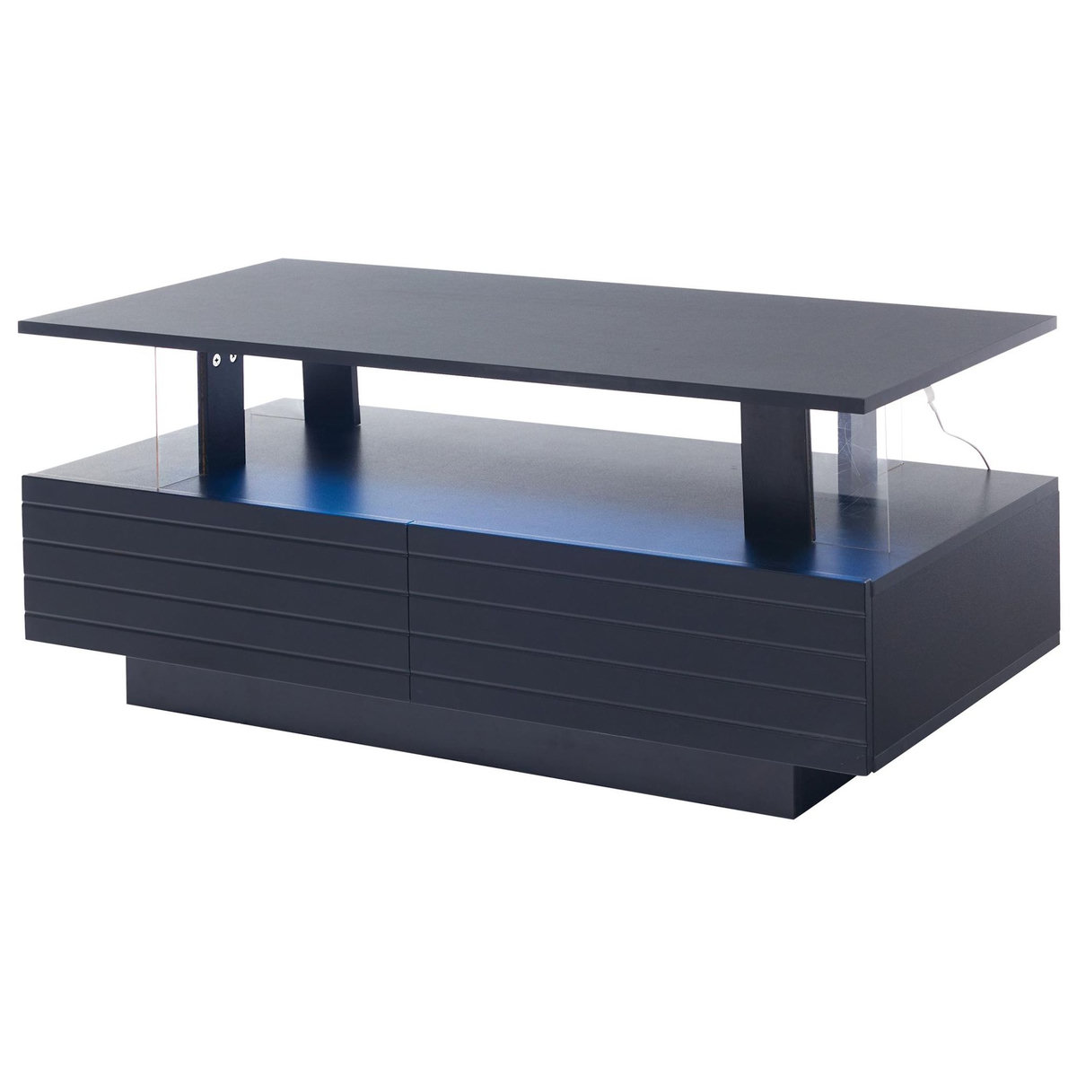 MERAX Table basse rectangulaire noir - 50x100 cm led acrylique
