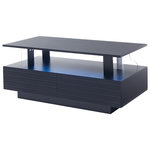 MERAX Table basse rectangulaire noir - 50x100 cm led acrylique