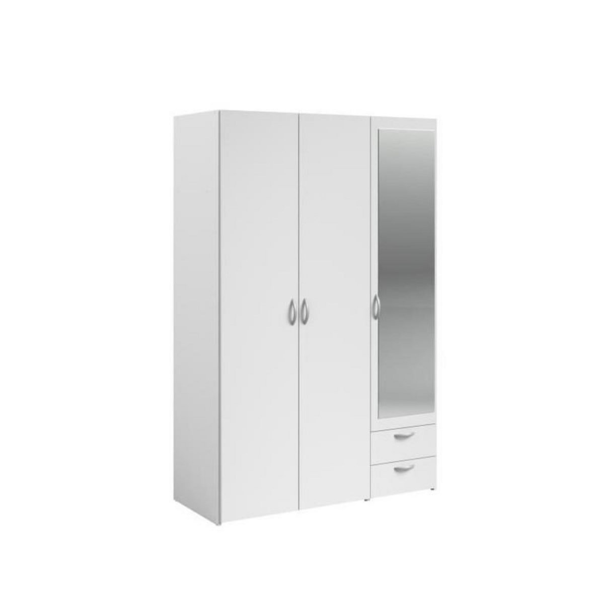 PARISOT Chambre complete ZODIAC : Lit 140x190 avec tiroir + Armoire 3 portes et 2 tiroirs + 2 chevets - Décor Blanc - PARISOT