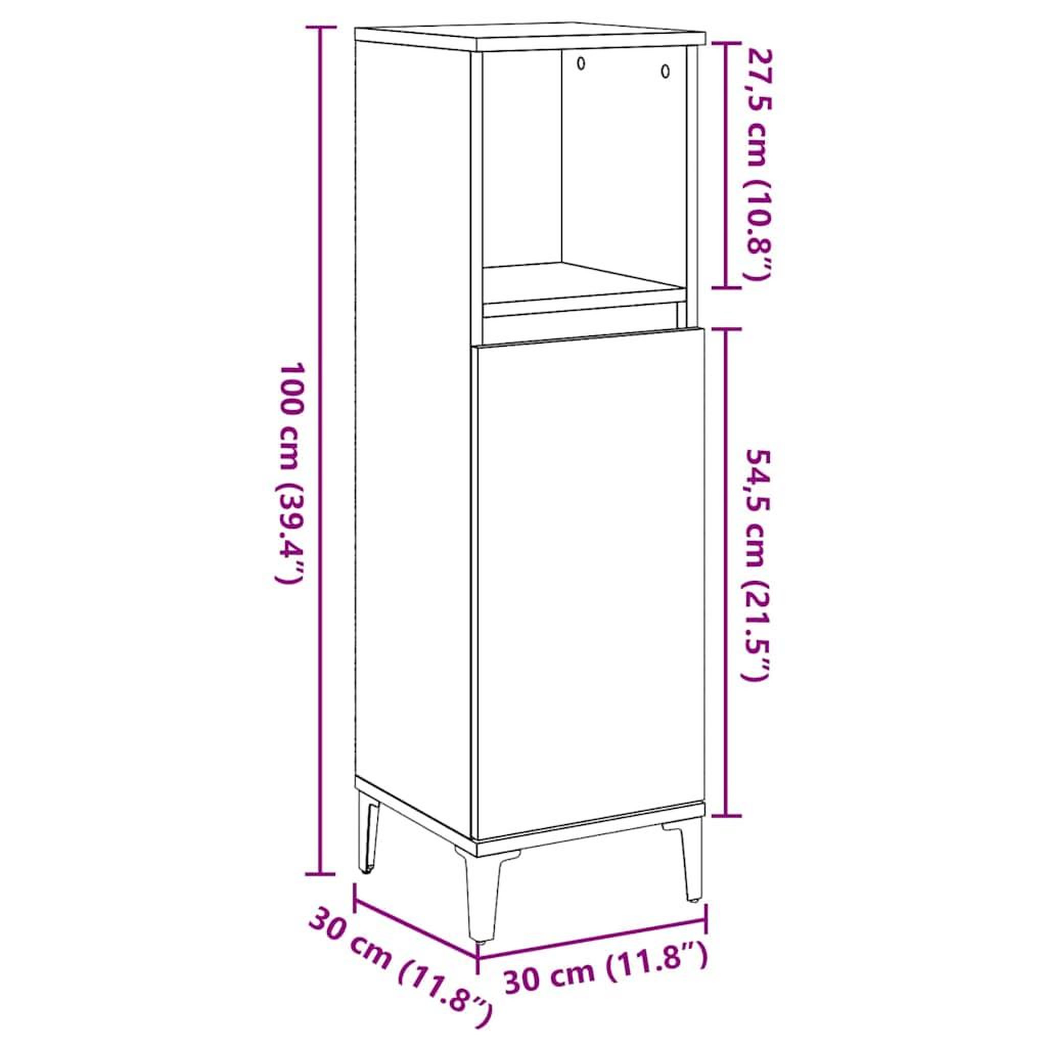 Voir la diapositive 6 : VIDAXL Armoire de salle de bain vieux bois 30x30x100cm bois ingenierie