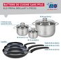 Voir la diapositive 2 : ELO Ensemble de 3 Poêles de cuisson 20, 28 et 32 cm et 3 faitouts 12, 14 et 24 cm Elo Prima Brillant