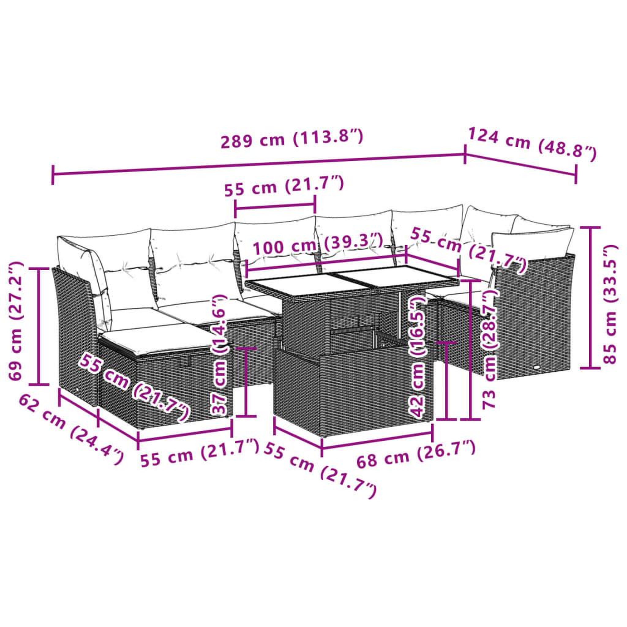 Voir la diapositive 6 : VIDAXL Salon de jardin 8 pcs avec coussins noir resine tressee