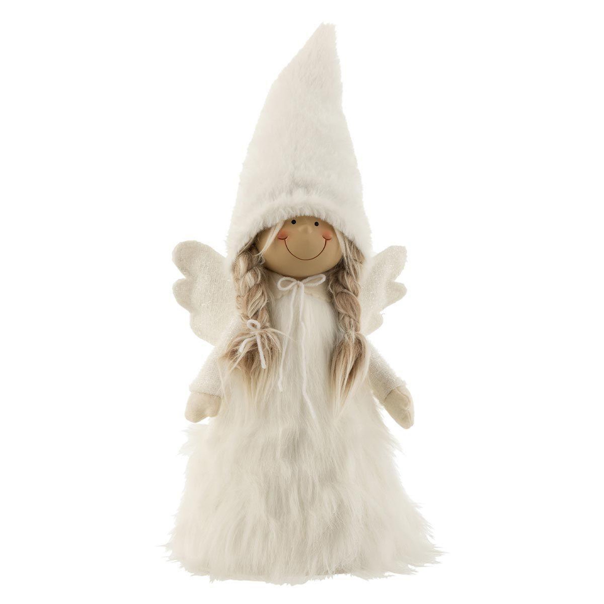 J-LINE Statuette déco  fille hiver  32cm blanc