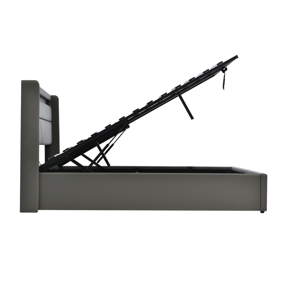 MERAX Lit coffre avec sommier et LED PU