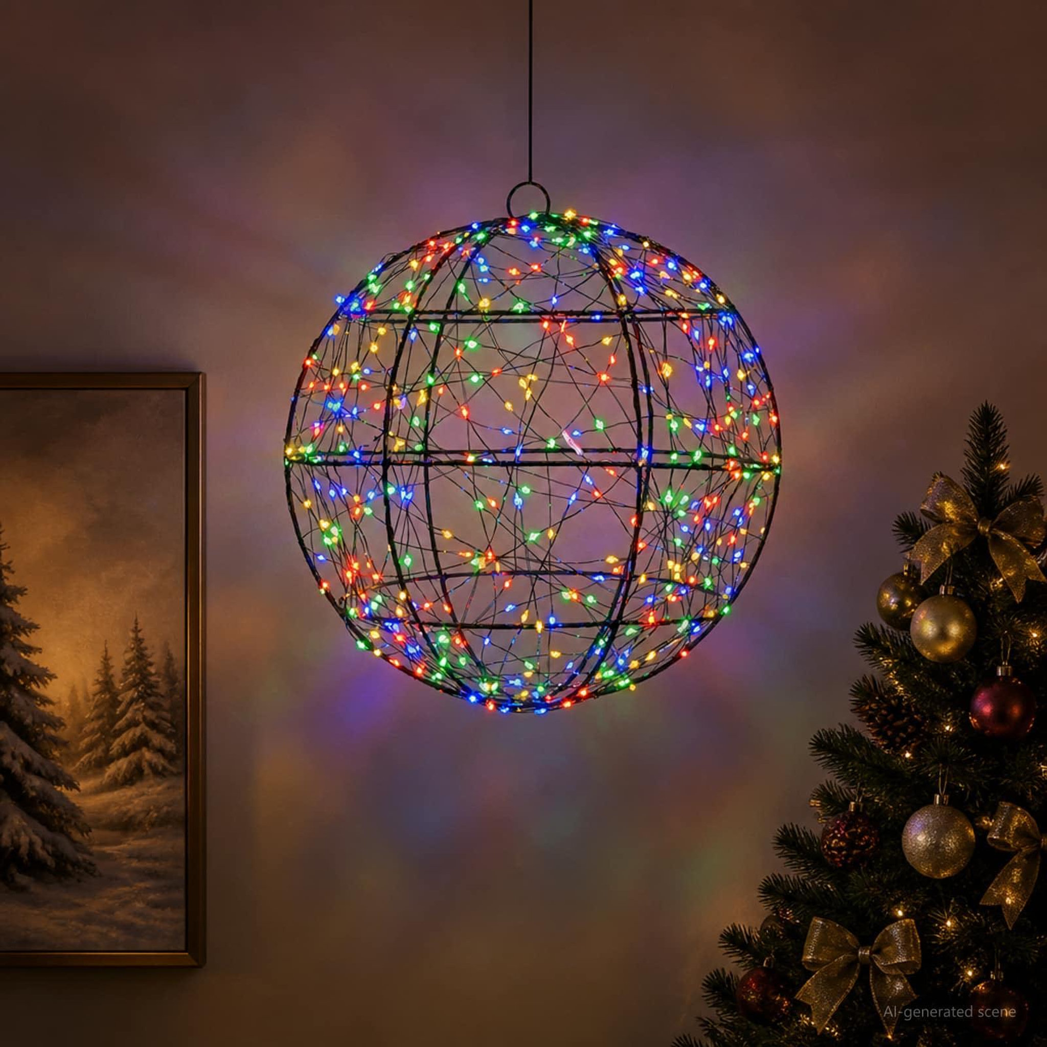 Voir la diapositive 2 : VIDAXL Lumiere de finial de Noël 300 LED Multicolore Ø 30 x 32 cm