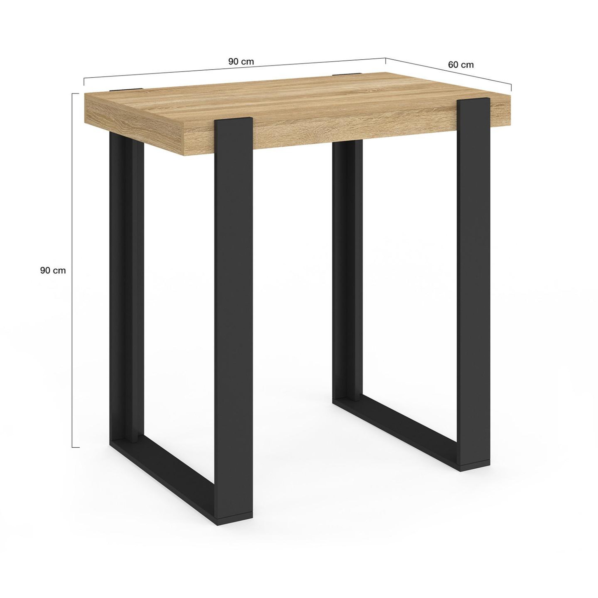 Voir la diapositive 4 : ID MARKET Table haute de bar phoenix bois et noir 90 cm
