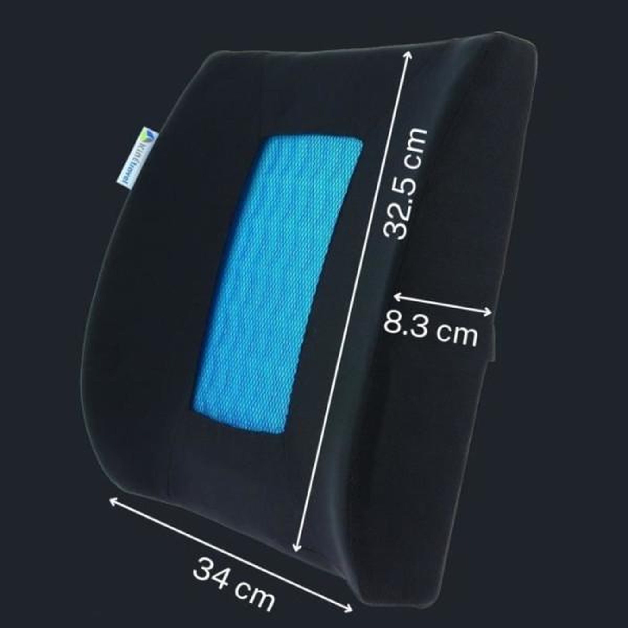 Voir la diapositive 3 : KINE TRAVEL Coussin lombaire + gel - kine travel - 169821 - noir et bleu