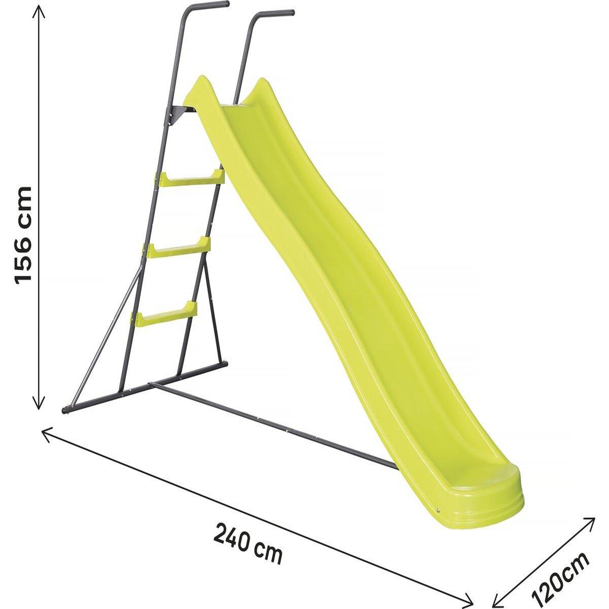 Voir la diapositive 3 : Habitat et Jardin Toboggan de jardin à double vague  poly  en vert - 240 x 120 x 156 cm