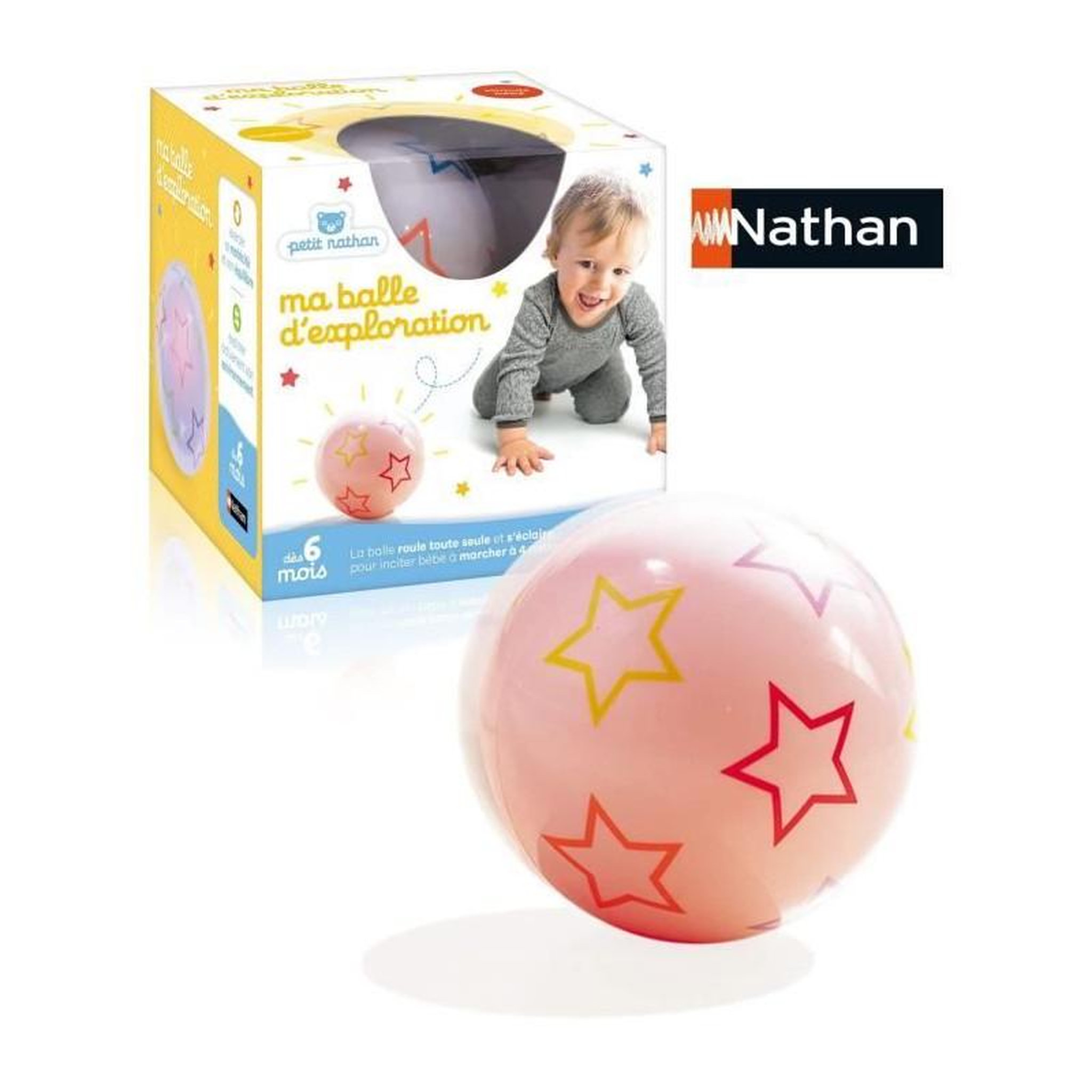 Voir la diapositive 3 : Nathan Jouet - NATHAN - Balle d'exploration - Motricité pour bébés, change de couleur et direction
