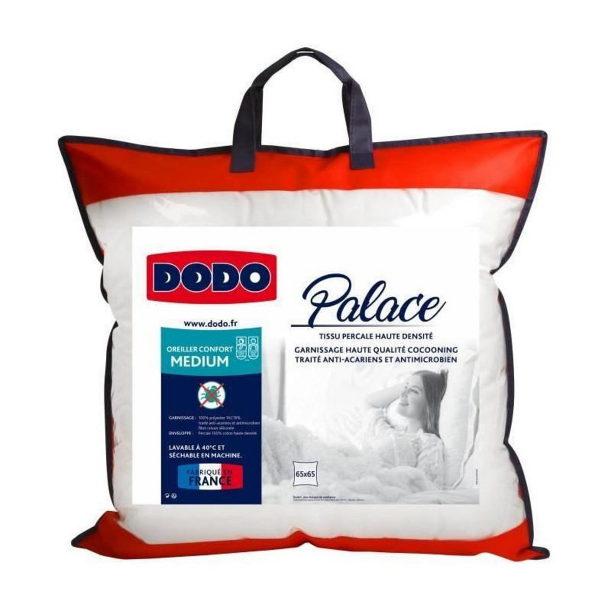 DODO DODO Oreiller Percale Anti-Acariens PALACE - 65 x 65 cm