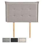 IDIMEX Tête de lit JALEYA 90 capitonnée sur pieds, en tissu. Coloris disponibles : Noir, Beige