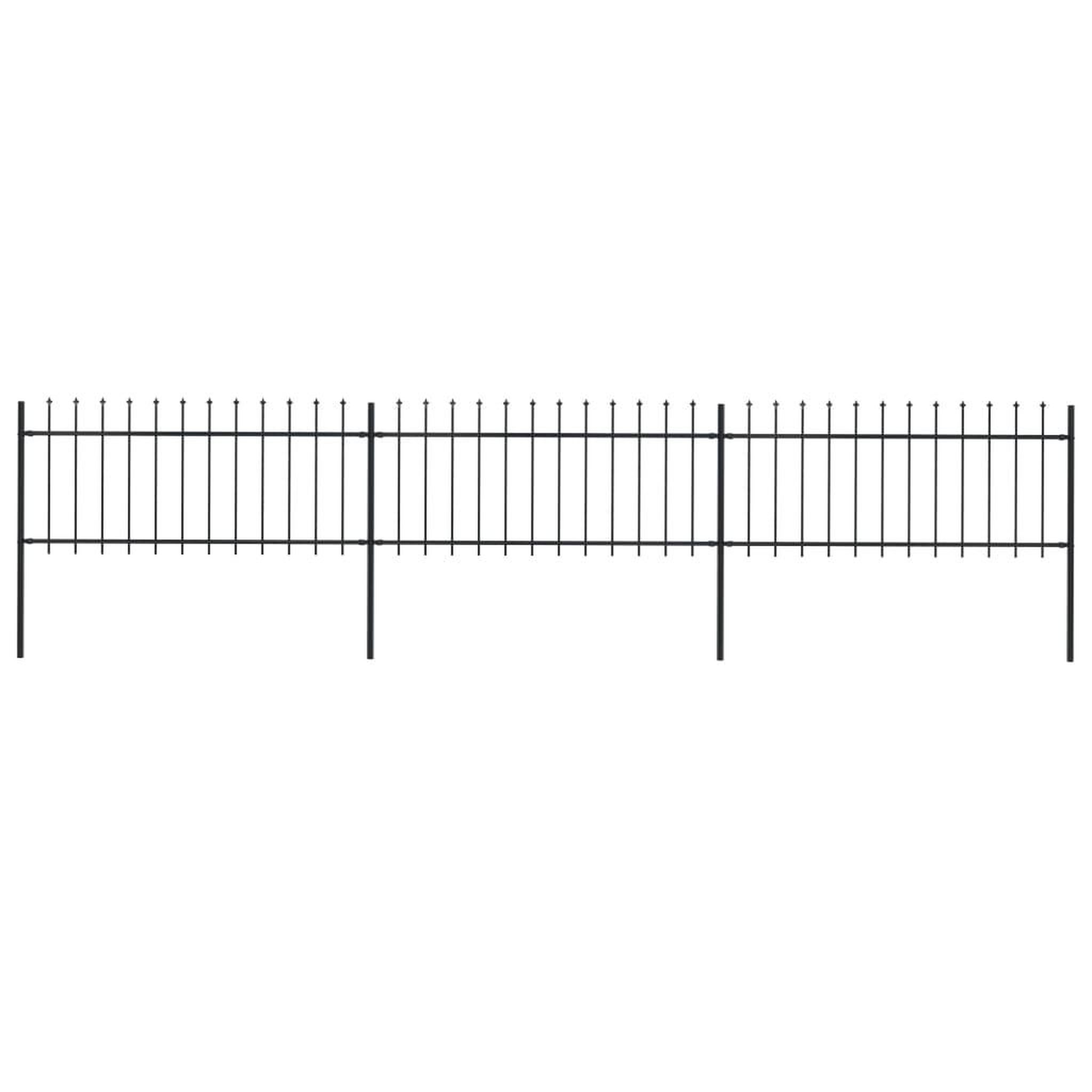 Voir la diapositive 1 : VIDAXL Cloture de jardin avec dessus en lance Acier 5,1 x 0,8 m Noir