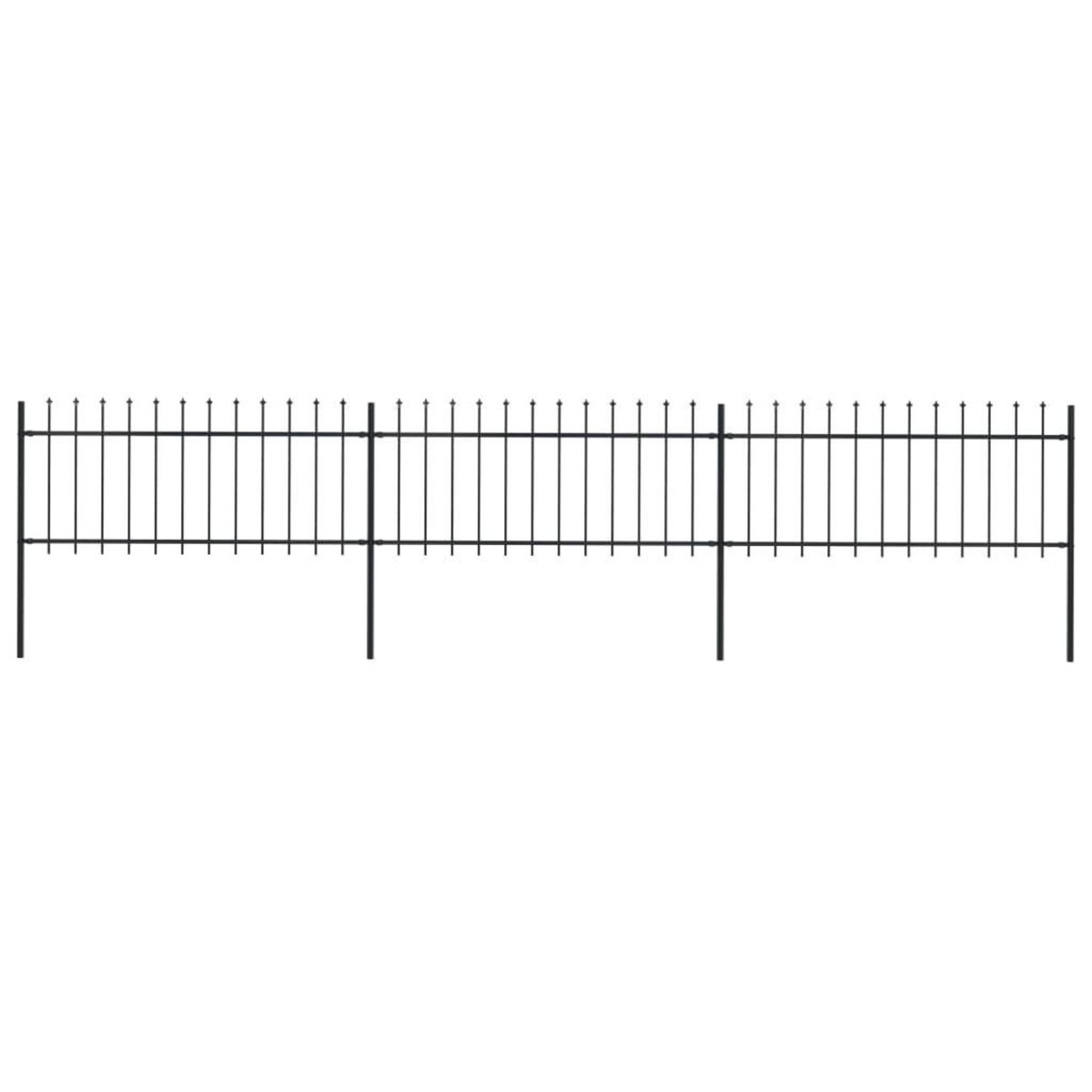 VIDAXL Cloture de jardin avec dessus en lance Acier 5,1 x 0,8 m Noir