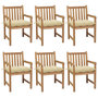 Voir la diapositive 1 : VIDAXL Chaises de jardin lot de 6 et coussins blanc creme Teck solide