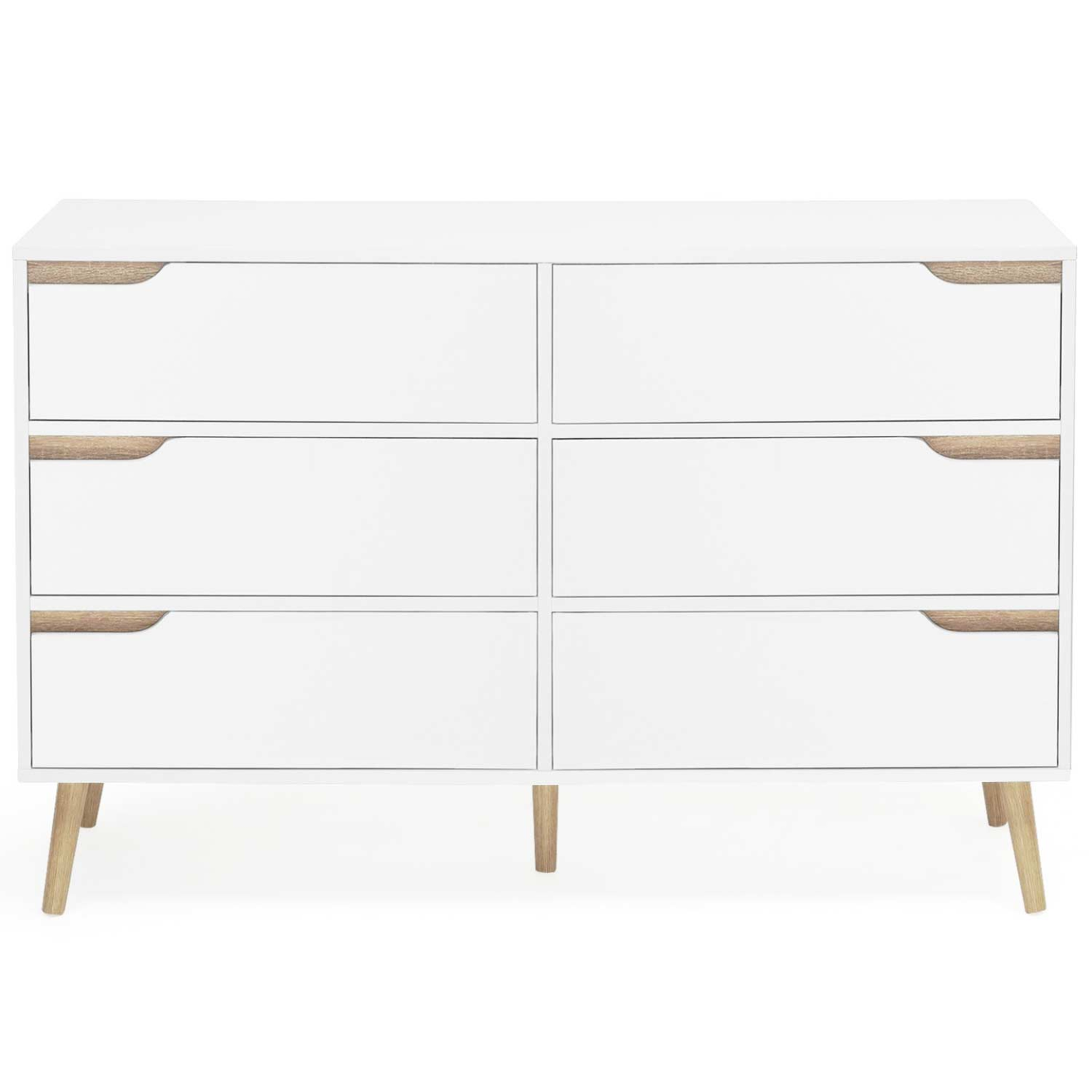 Voir la diapositive 3 : ID MARKET Commode 6 tiroirs helsinki 115 cm scandinave blanc