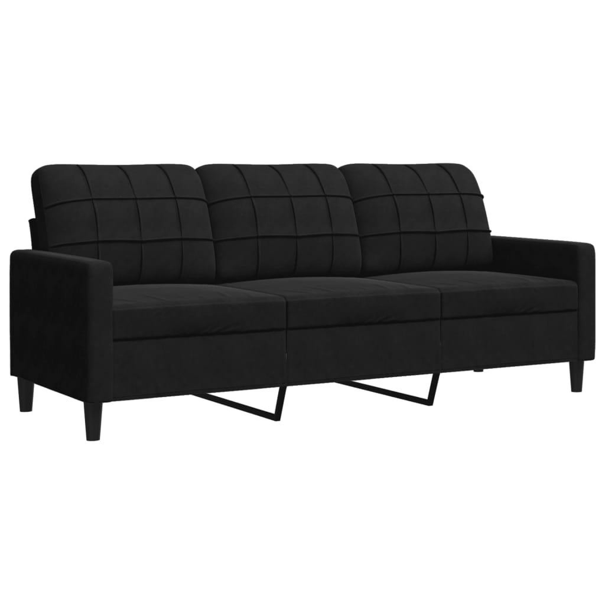 Voir la diapositive 2 : VIDAXL Canape a 3 places Noir 180 cm Velours