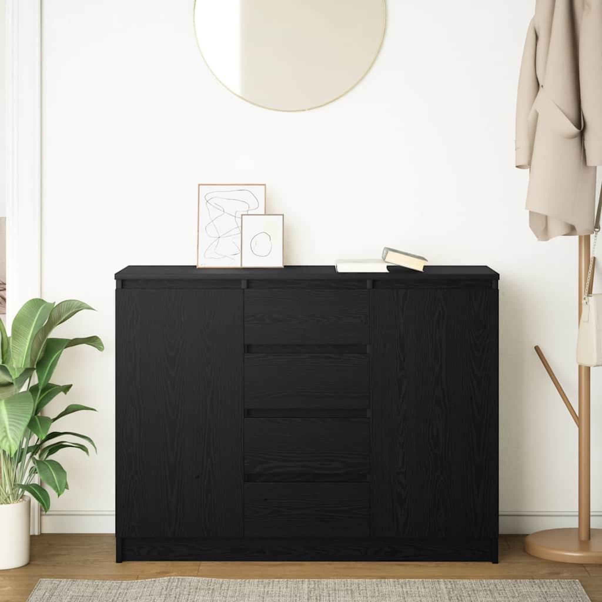 Voir la diapositive 3 : VIDAXL Buffet avec tiroirs chene noir 100,5x35x76 cm bois d'ingenierie