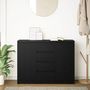 Voir la diapositive 3 : VIDAXL Buffet avec tiroirs chene noir 100,5x35x76 cm bois d'ingenierie