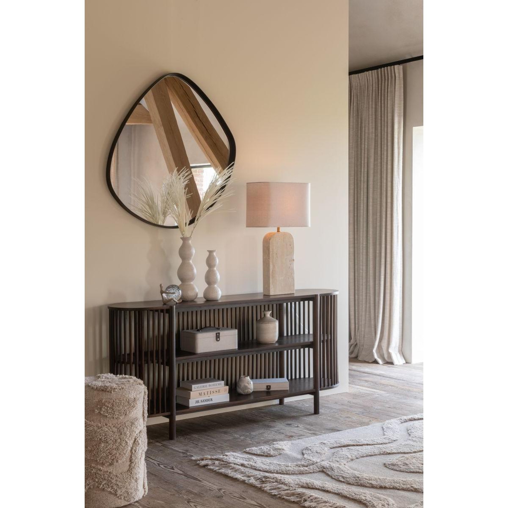 Voir la diapositive 6 : J-LINE Miroir Mural Abstrait  Nigel  88cm Marron Foncé