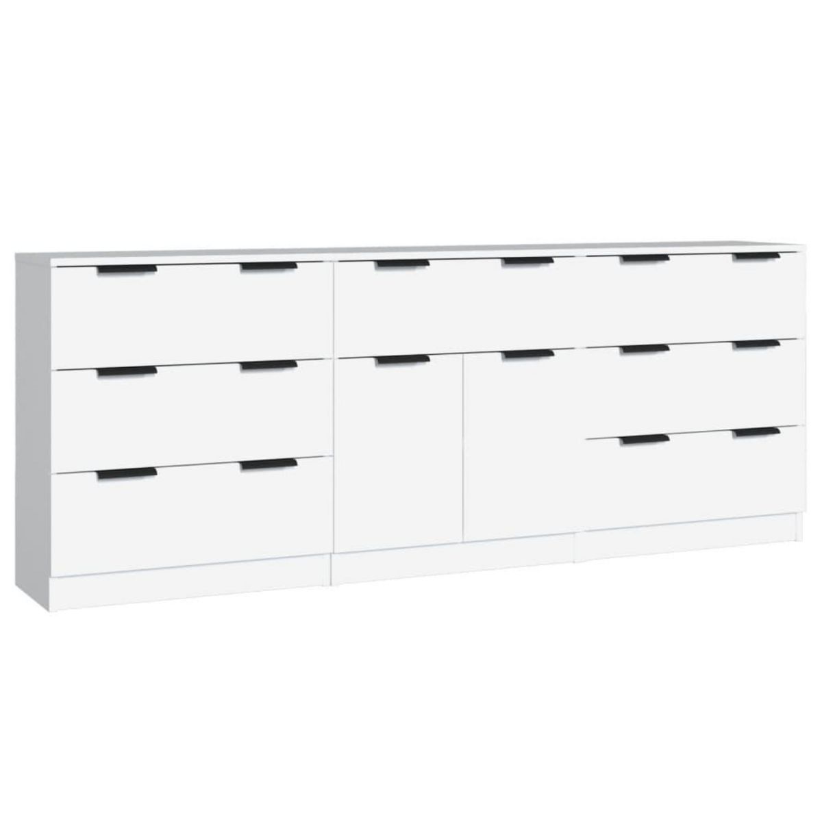 VIDAXL Buffets 3 pcs Blanc Bois d'ingenierie