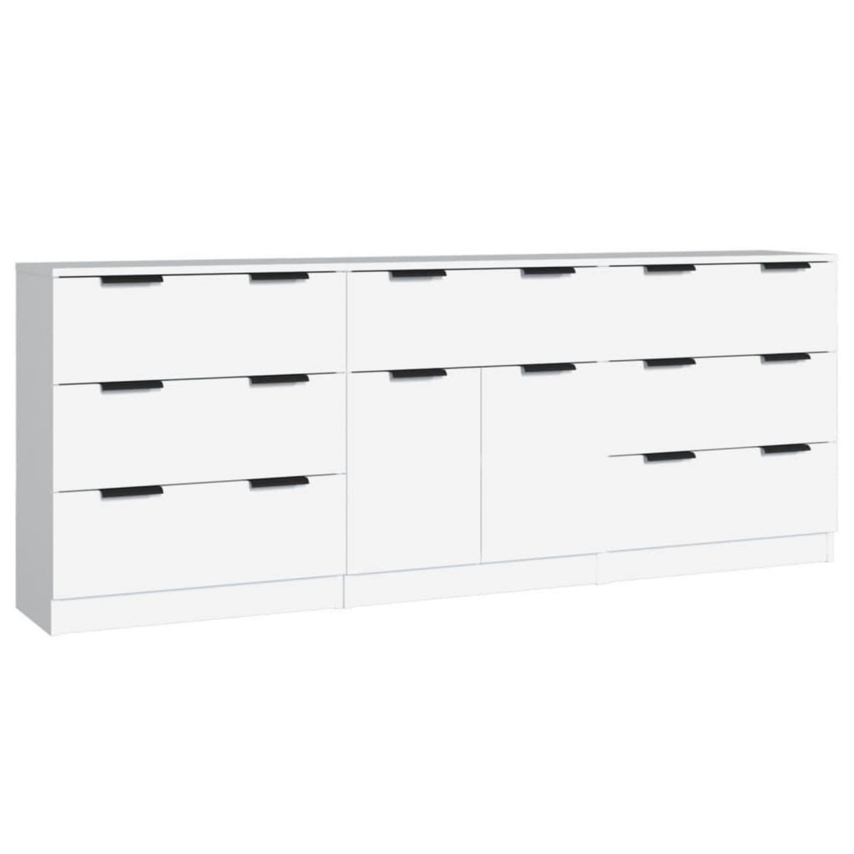 VIDAXL Buffets 3 pcs Blanc Bois d'ingenierie