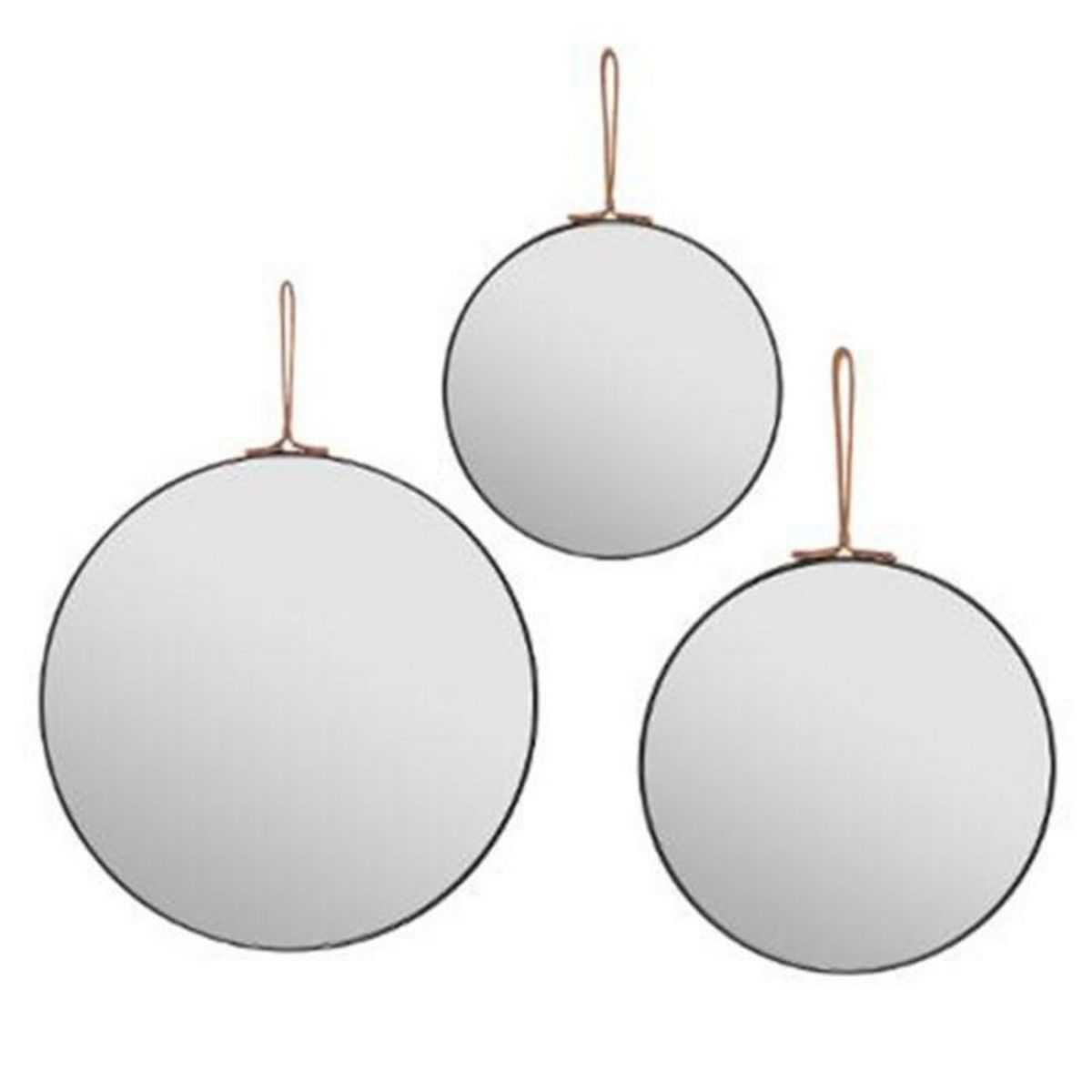 ATMOSPHERA Lot de 3 Miroirs Muraux Déco  Lilou  30cm Noir
