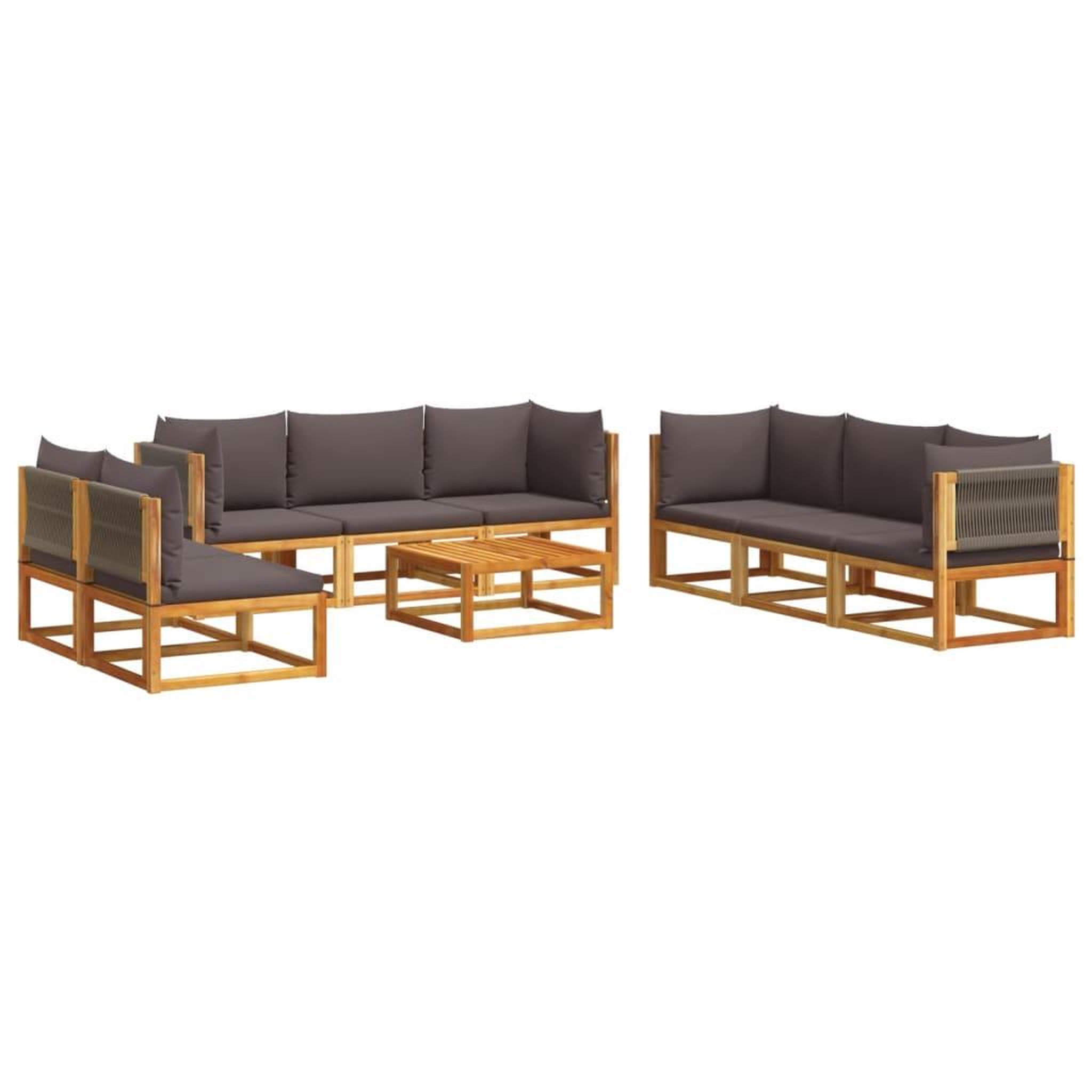 Voir la diapositive 2 : VIDAXL Salon de jardin avec coussins 9 pcs bois massif d'acacia