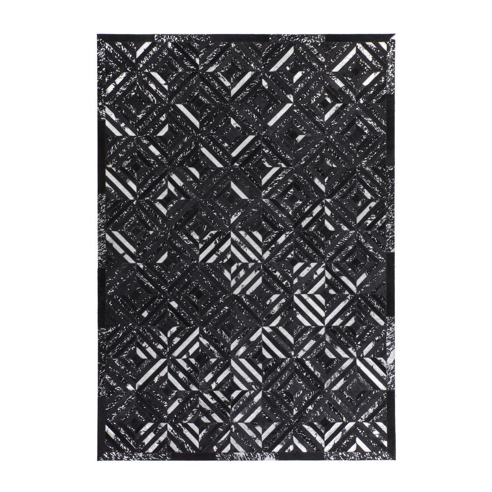 Paris Prix Tapis en cuir fait main  spark  noir & argent. Coloris disponibles : Noir