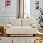 BEST MOBILIER Cristal - canapé 3 places - convertible avec coffre - en velours côtelé. Coloris disponibles : Beige, Bleu, Orange, Gris