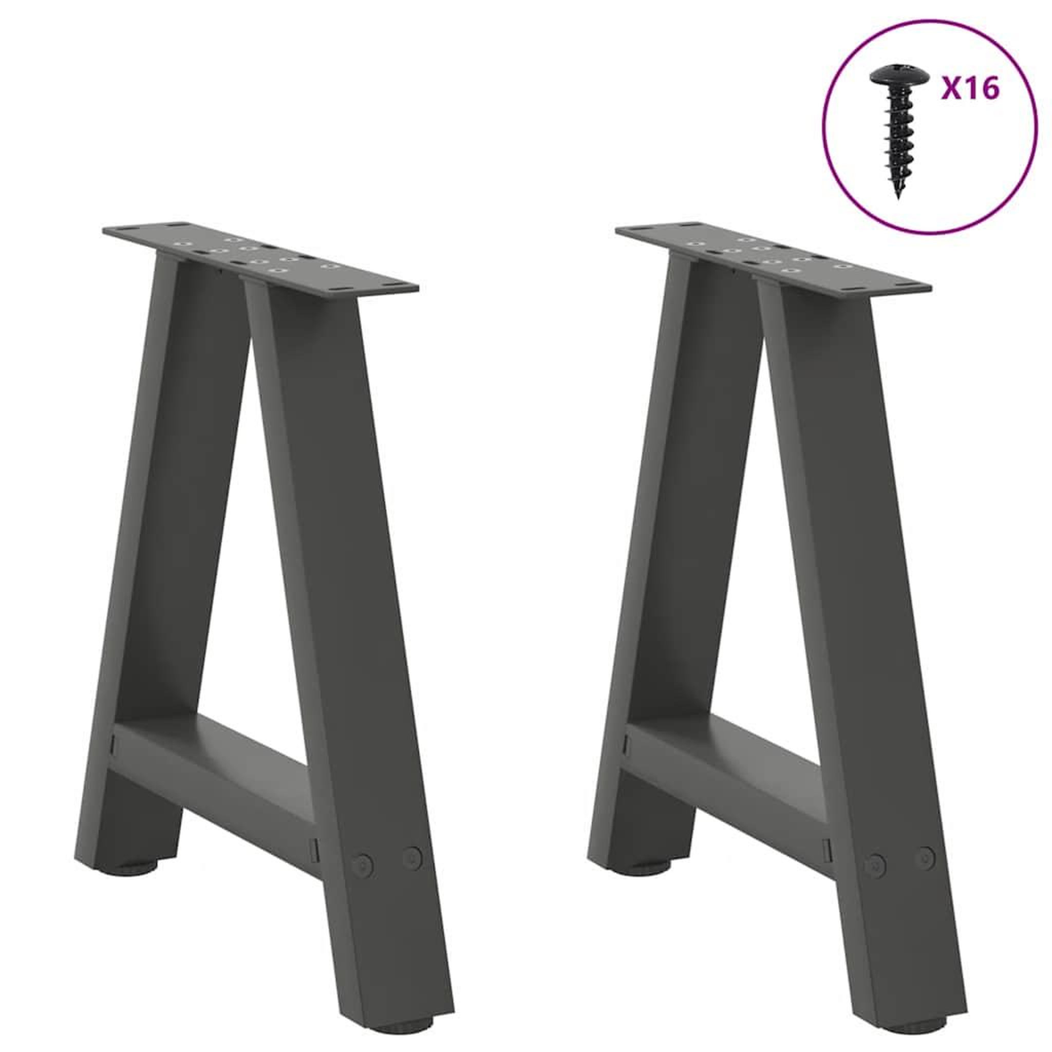 Voir la diapositive 3 : VIDAXL Pieds de table basse forme de A 2 pcs anthracite 38x(42-43) cm