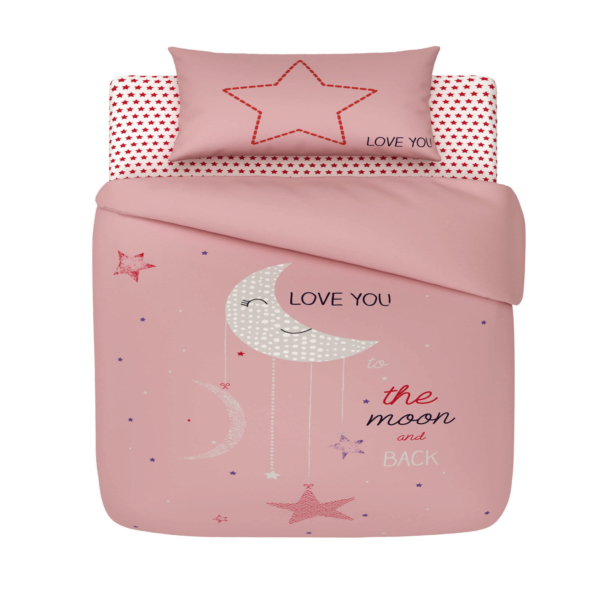AUCHAN BABY Parure de lit bébé complète thème nuit fille