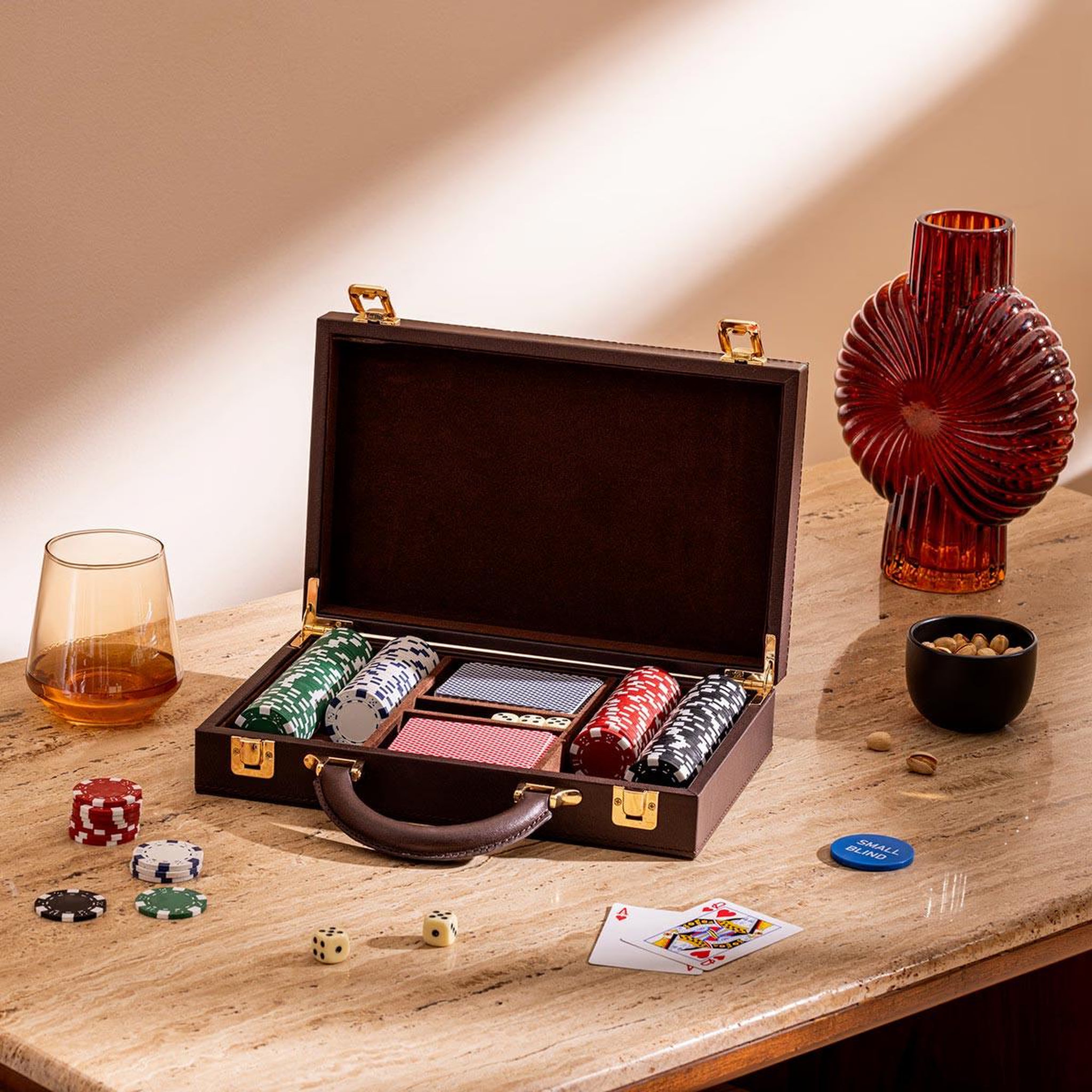 Voir la diapositive 4 : ATMOSPHERA Mallette de poker  jule  30cm marron
