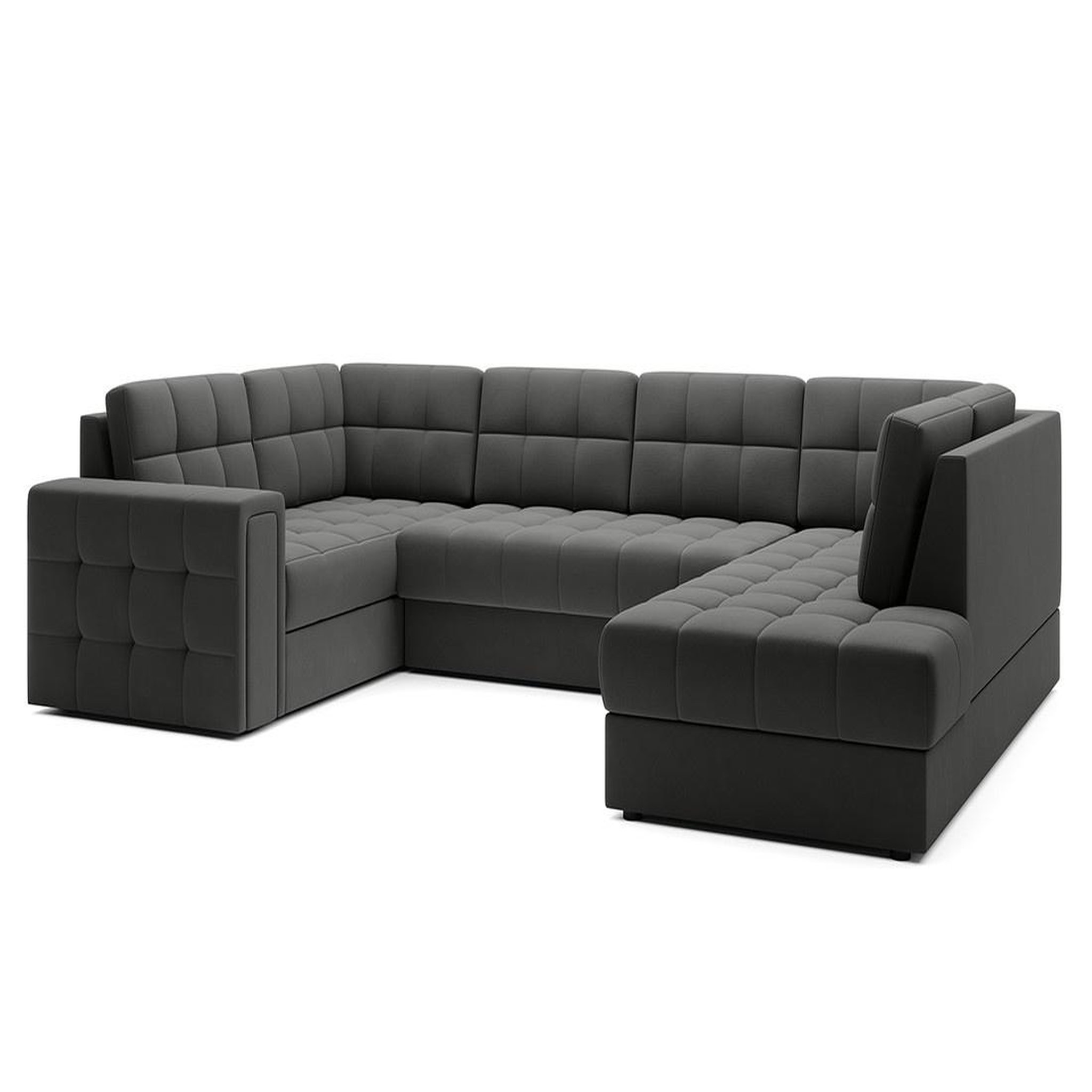 Voir la diapositive 5 : BEST MOBILIER Nappa - canapé panoramique d'angle gauche 7 places convertible avec coffre en velours