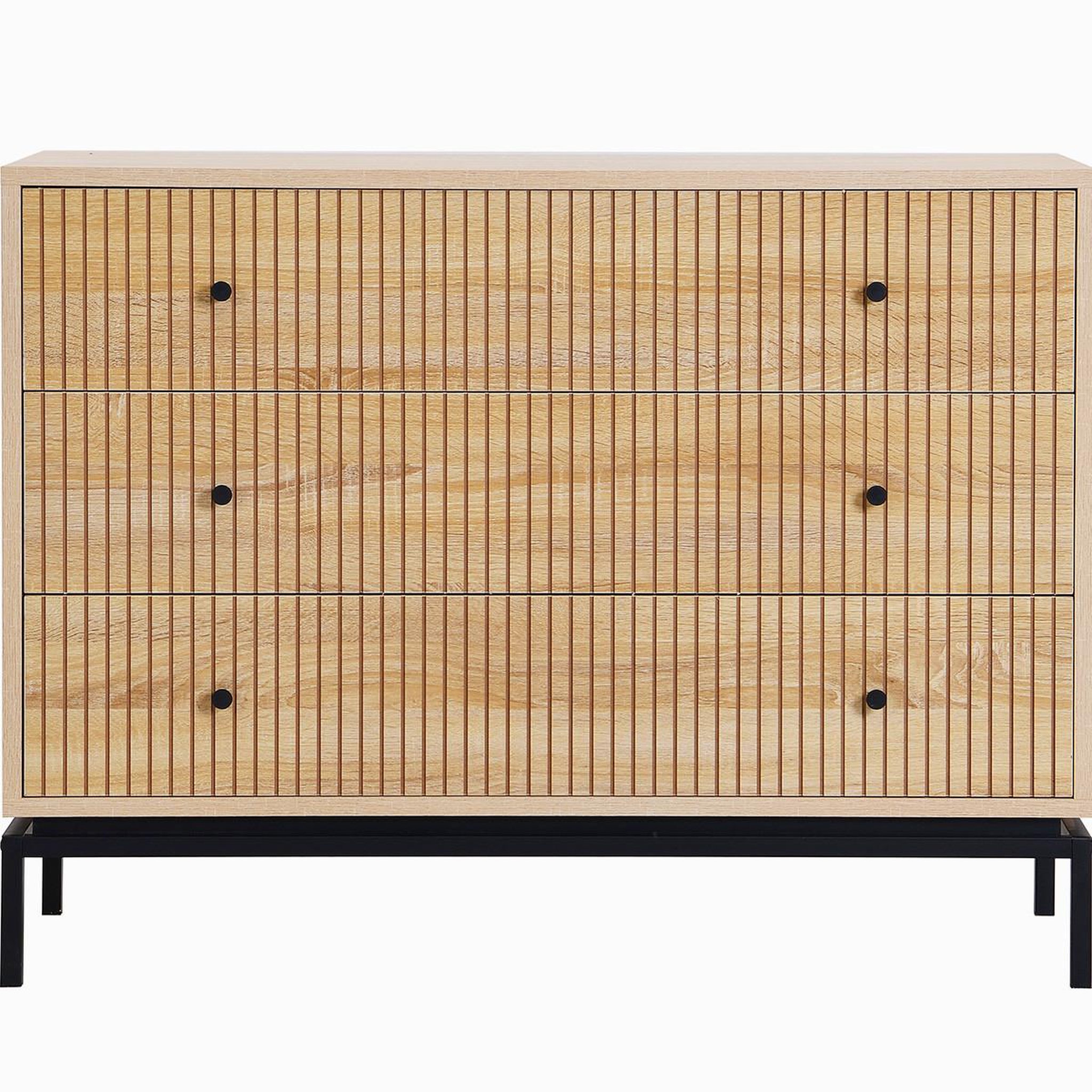 Voir la diapositive 1 : HOMIFAB Commode 3 tiroirs effet bois 105 cm - Talia
