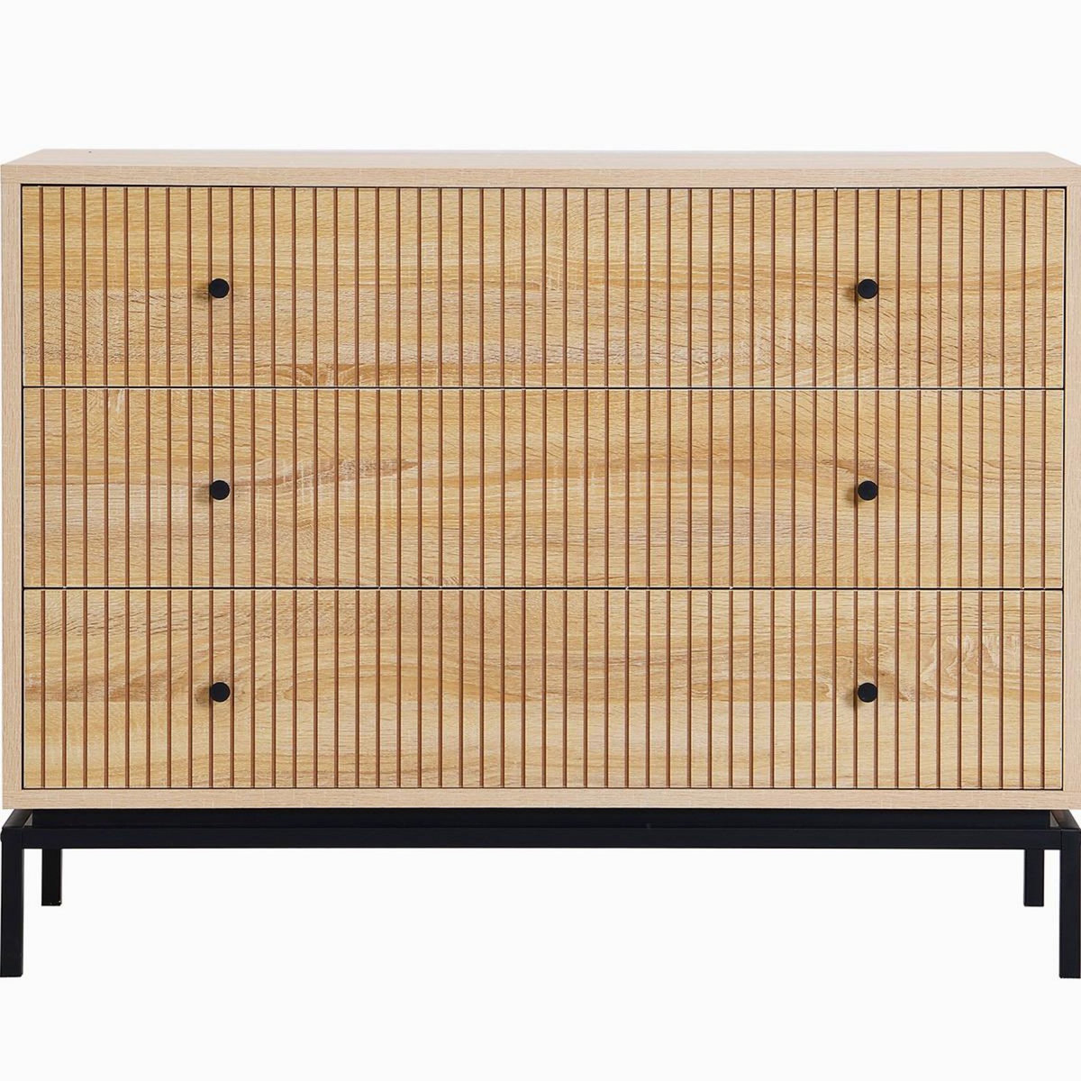 HOMIFAB Commode 3 tiroirs effet bois 105 cm - Talia