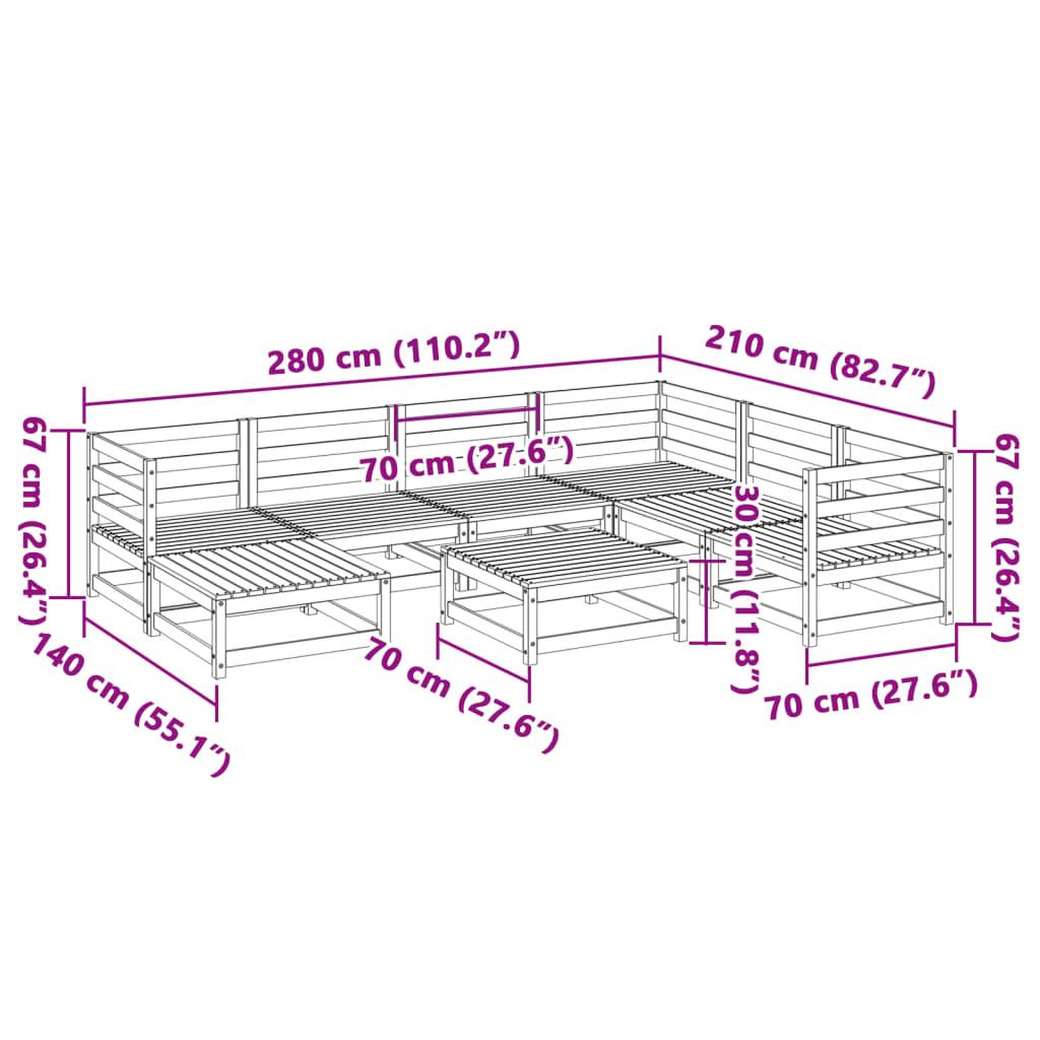 Voir la diapositive 6 : VIDAXL Salon de jardin 8 pcs bois massif sapin de douglas