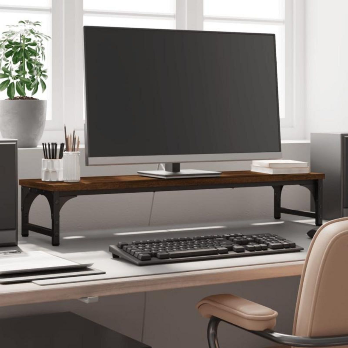 VIDAXL Support de moniteur chêne marron 85x23x15,5cm bois d ingénierie