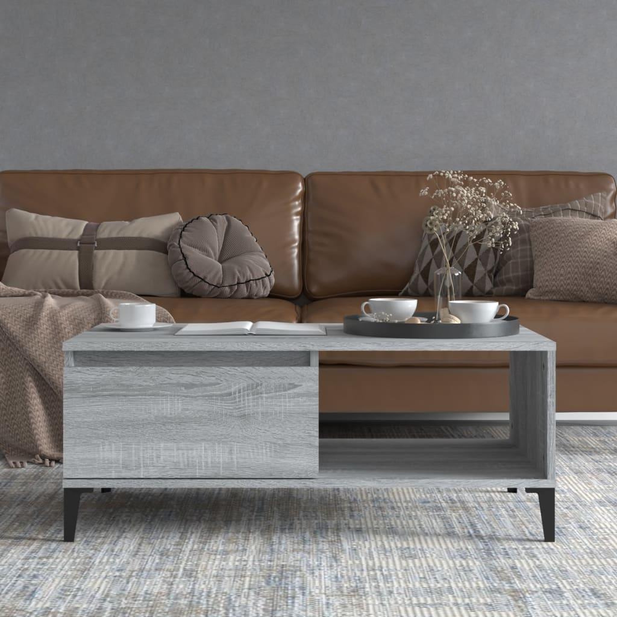 Voir la diapositive 3 : VIDAXL Table basse Sonoma gris 90x50x36,5 cm Bois d'ingenierie
