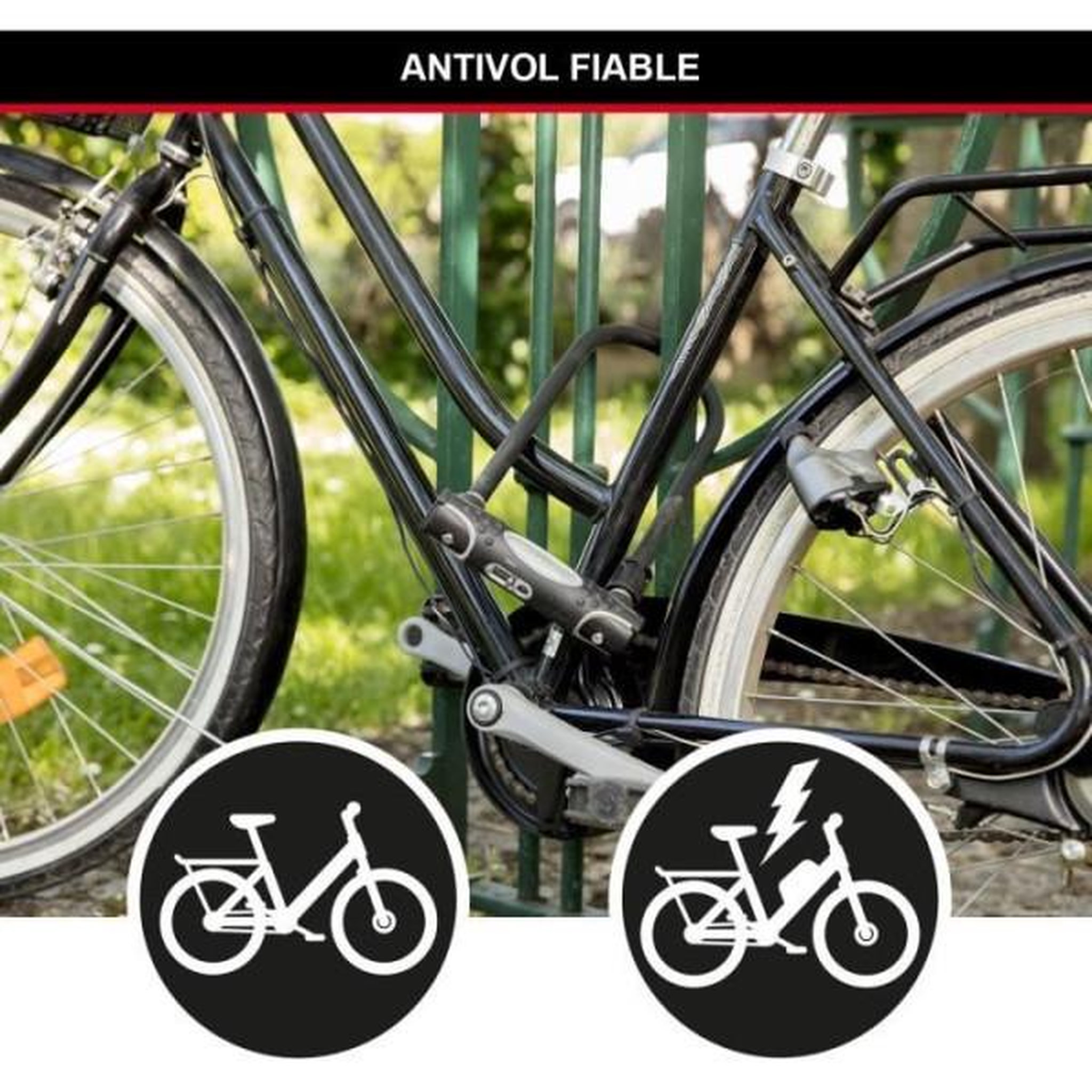 Voir la diapositive 2 : Master lock Antivol Vélo U - MASTER LOCK - 8195EURDPROCOLWR - Acier Cémenté, Clé, Rouge