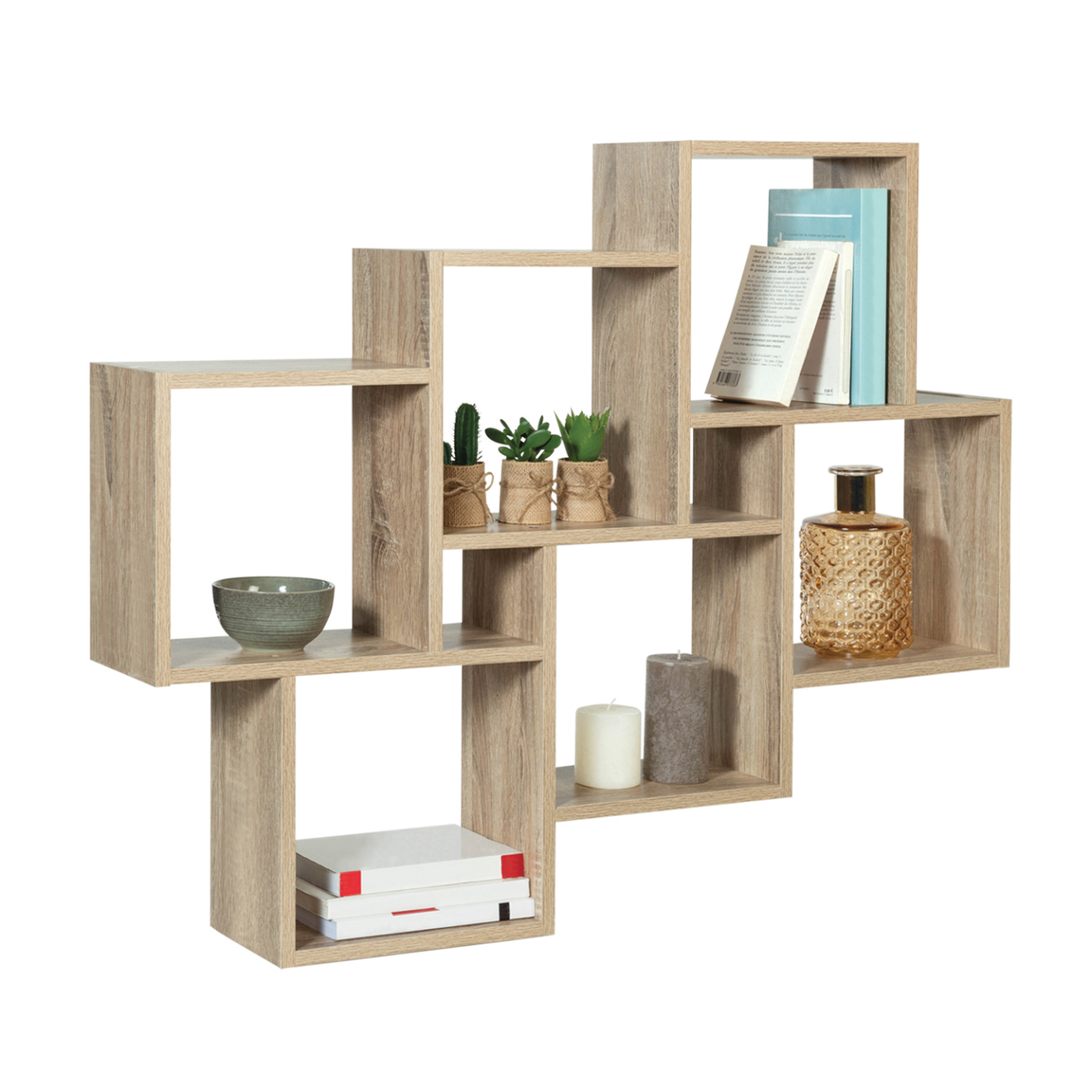 ID MARKET Etagère murale double position lucas bois façon hêtre