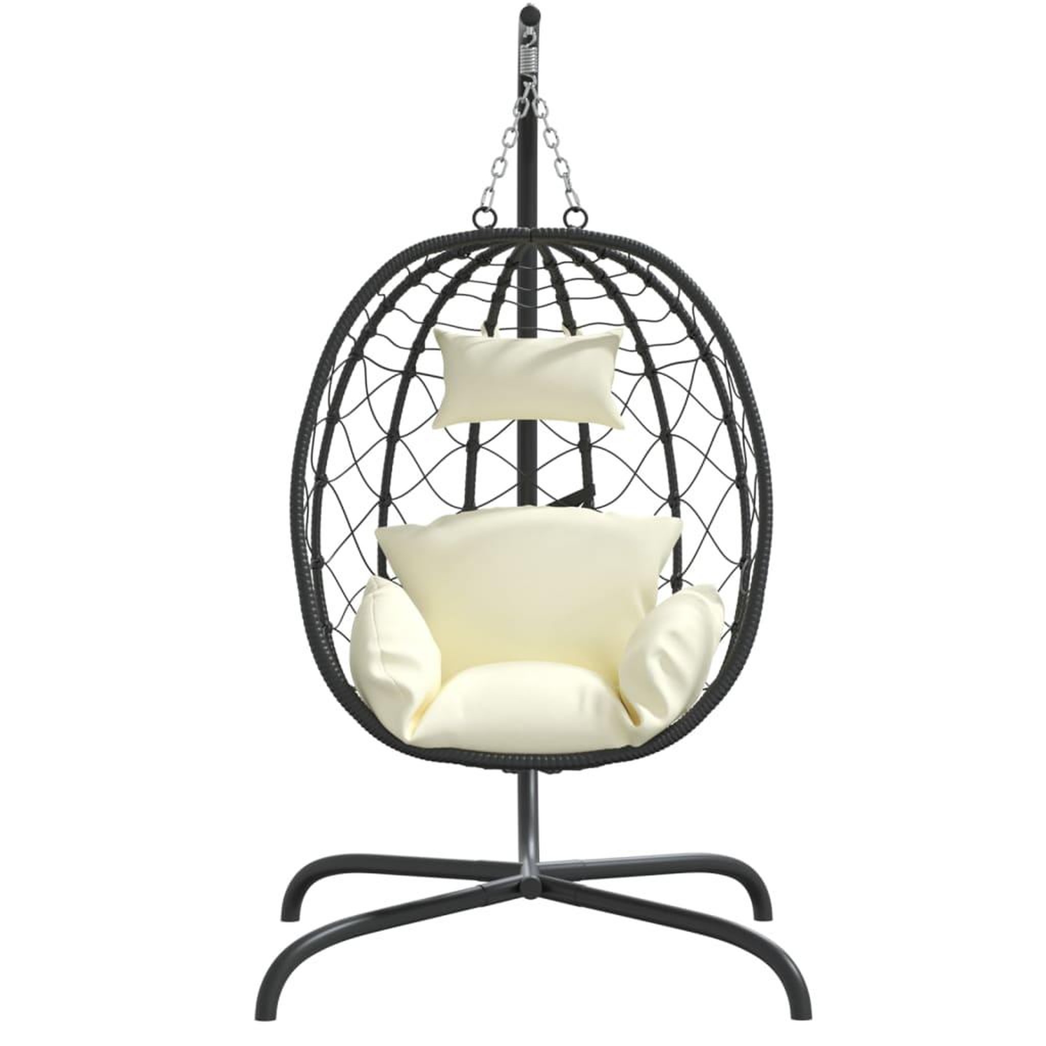 Voir la diapositive 3 : VIDAXL Chaise suspendue en forme d'œuf avec coussin blanc creme