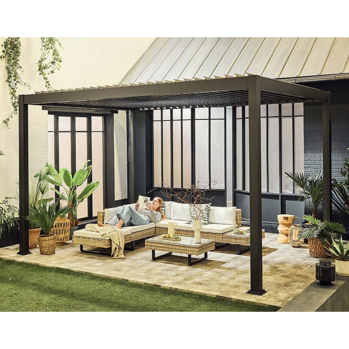 BEST MOBILIER Cherry - pergola bioclimatique - aluminium - 4x3m - gris anthracite