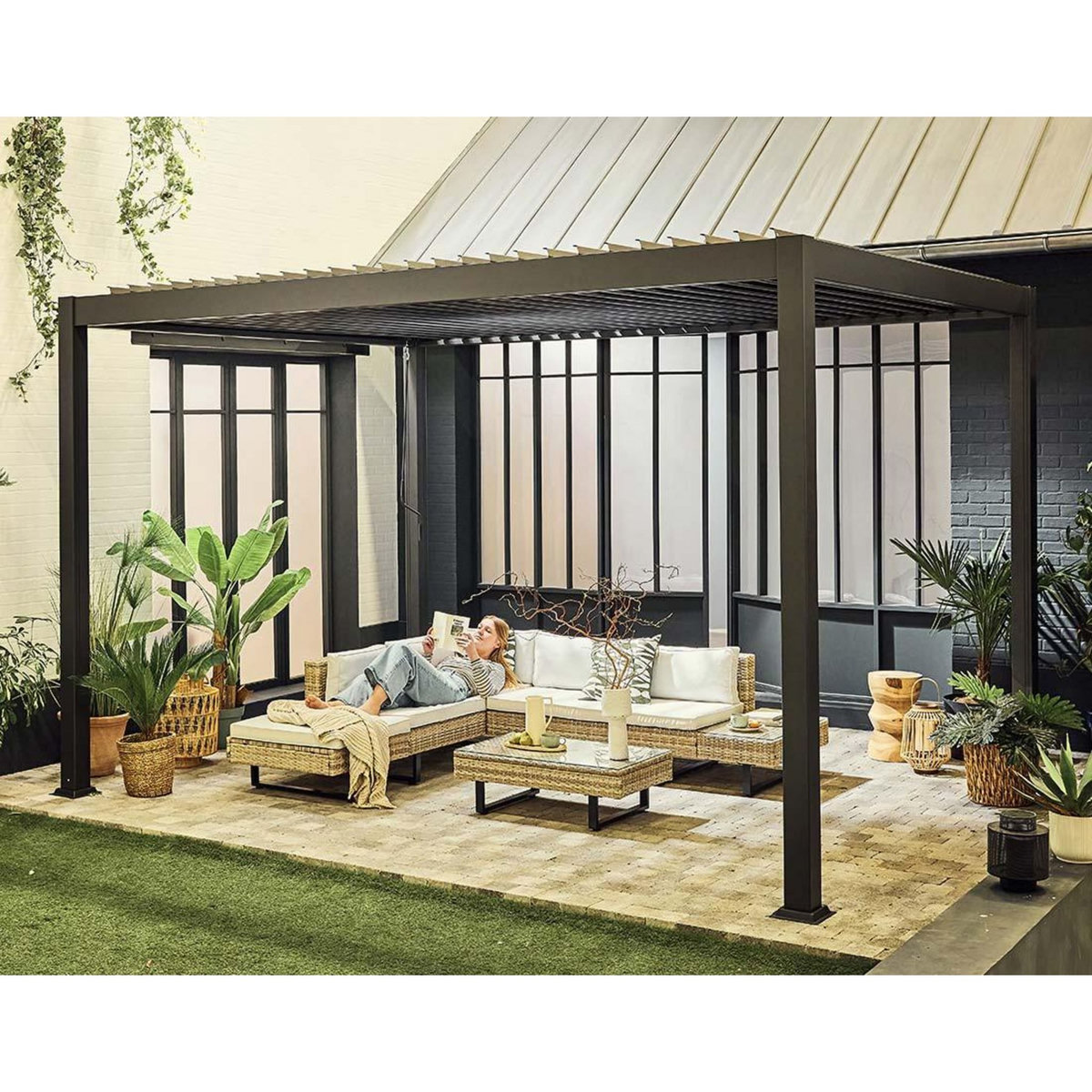 BEST MOBILIER Cherry - pergola bioclimatique - aluminium - 4x3m - gris anthracite