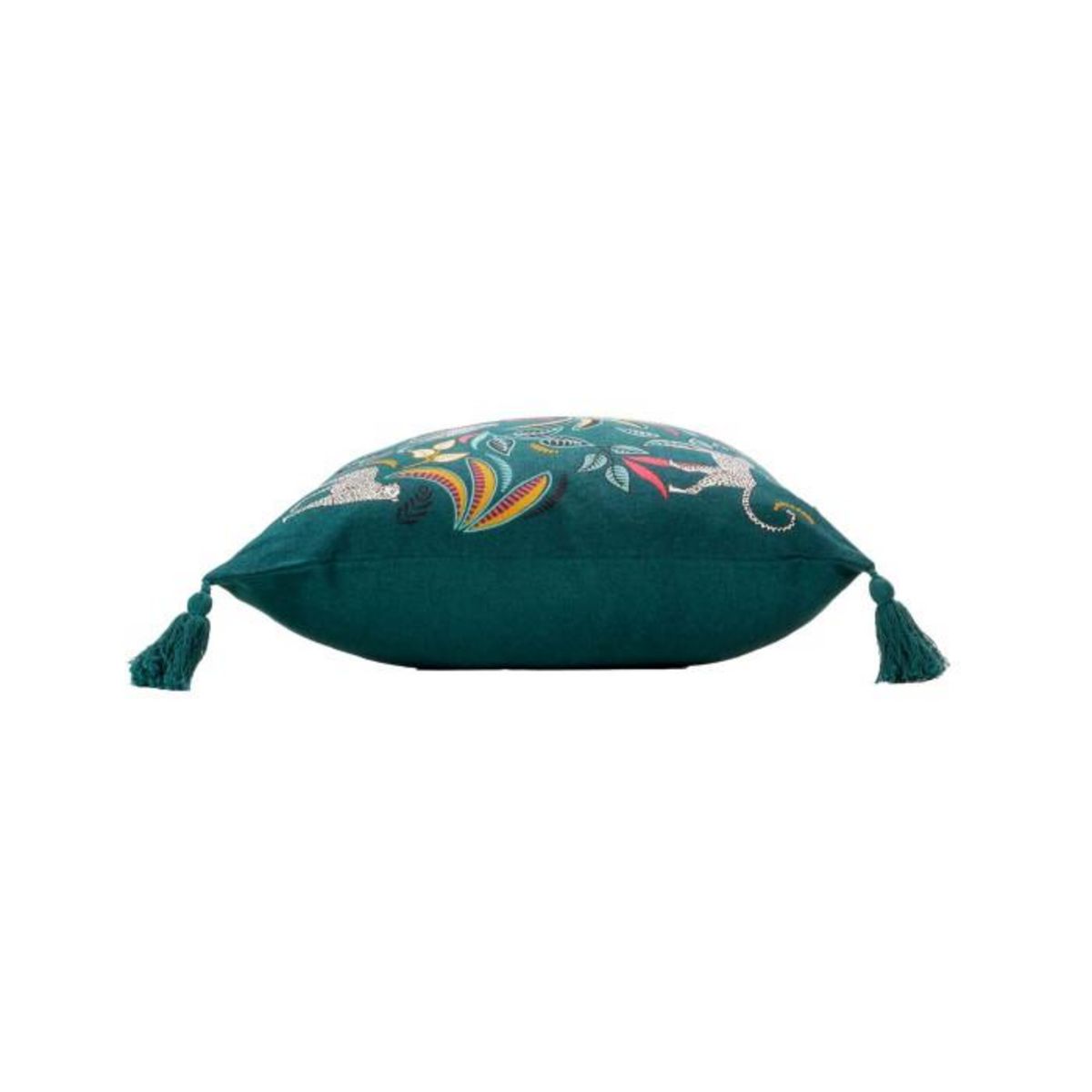 Paris Prix Housse de Coussin Pompons  Malaga  40x40cm Bleu