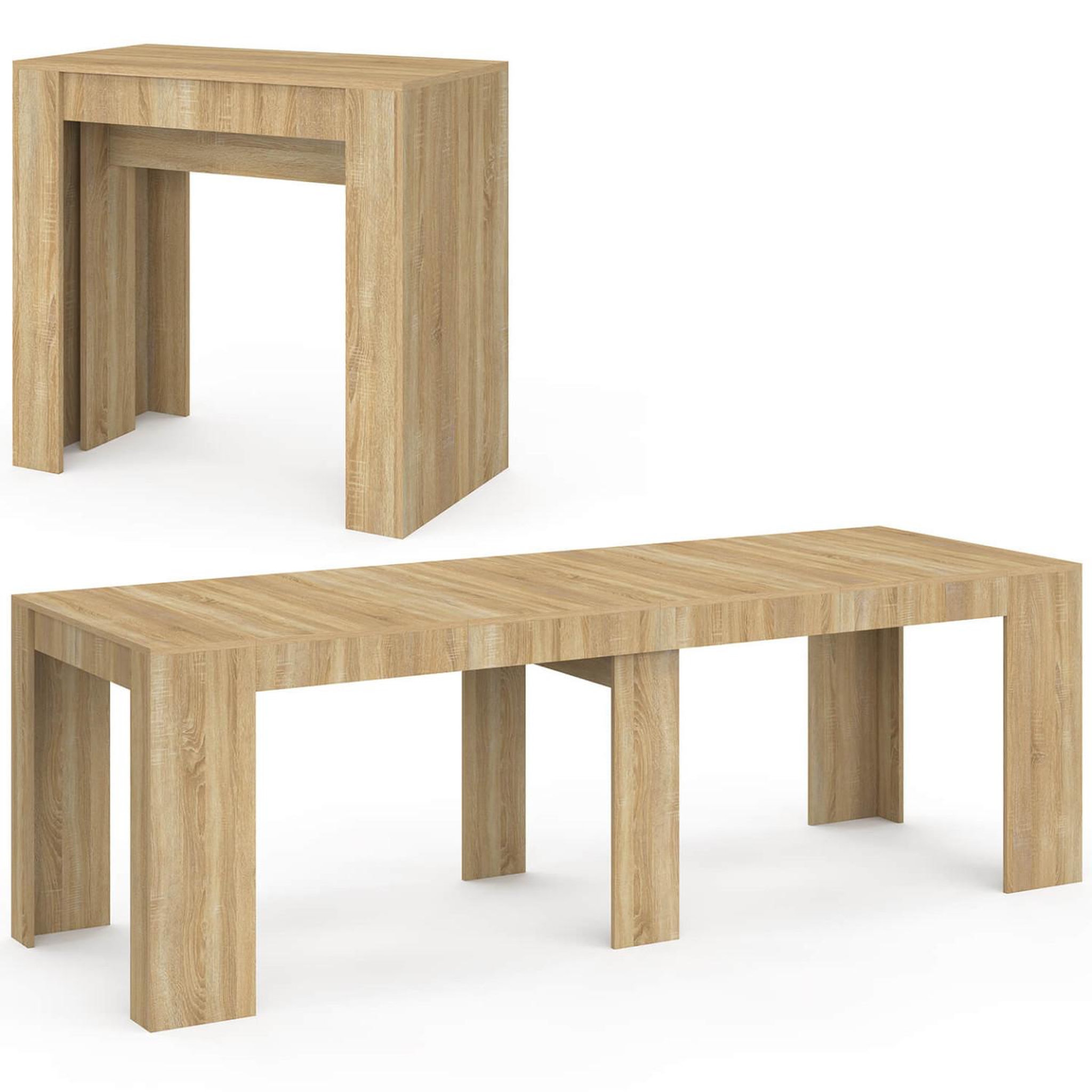 ID MARKET Table console extensible orlando 10 personnes 235 cm bois façon hêtre